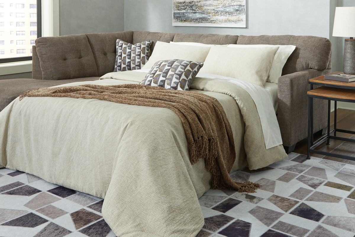 Diamond Furniture - Ashley Furniture - Mahoney Sectional - 2-Piece Sleeper Sectional with Chaise / Chocolate - 31005S4