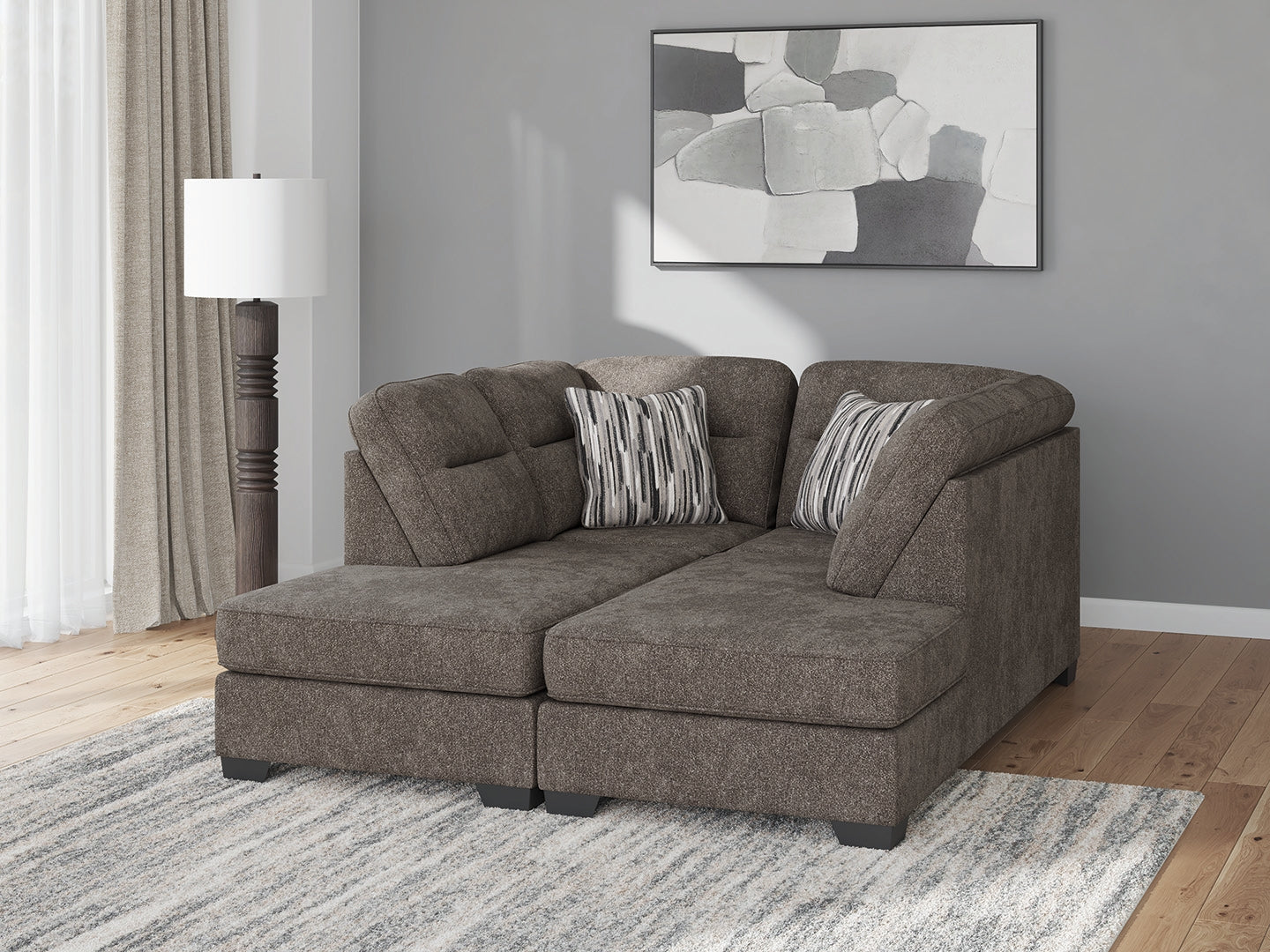 Diamond Furniture - Ashley Furniture - Olten Sectional - RAF 2-Piece Super Chaise / Graphite - 31305S3