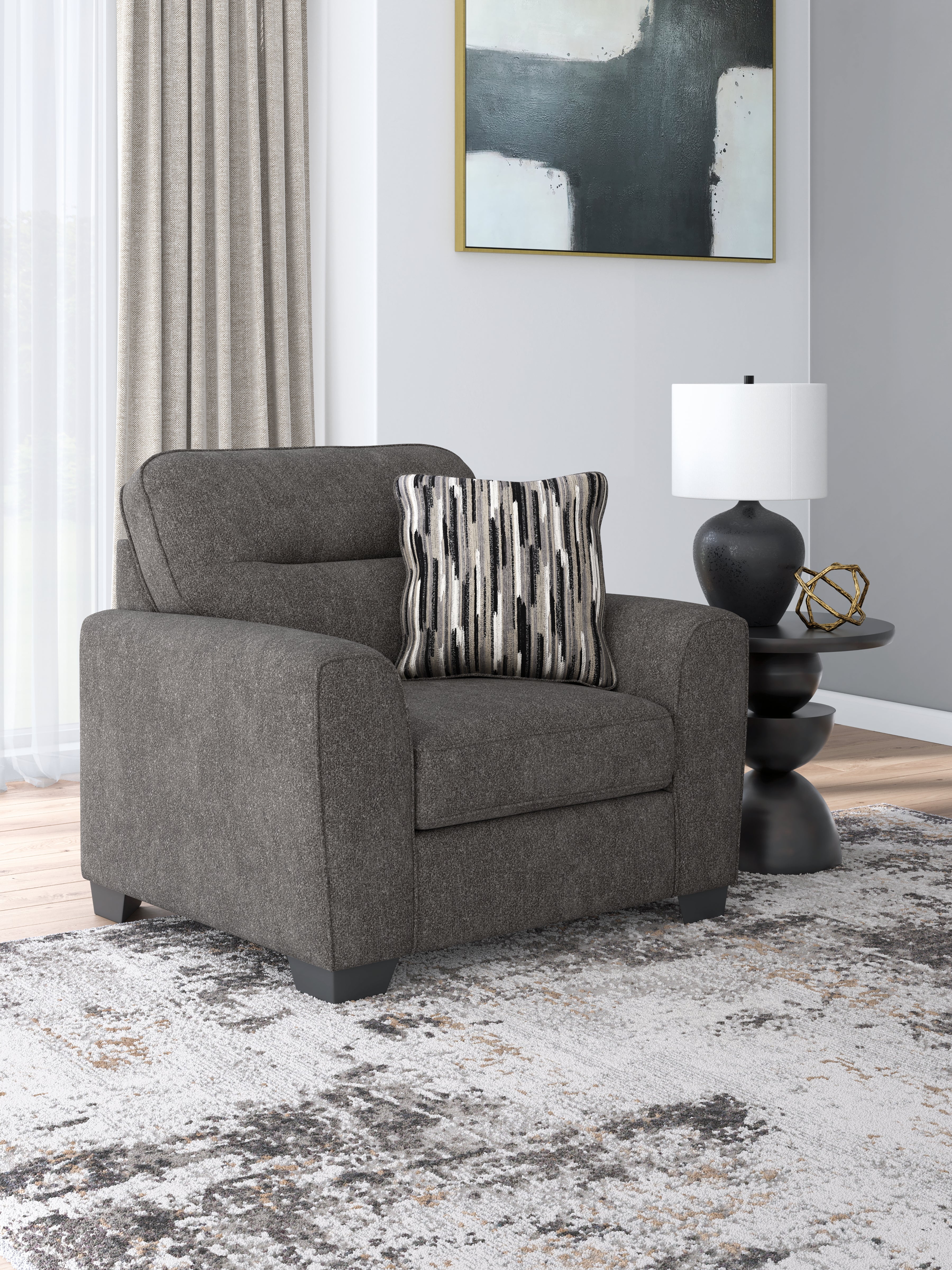 Diamond Furniture - Ashley Furniture - Olten Living Room - Chair and a Half / Graphite - 3130523