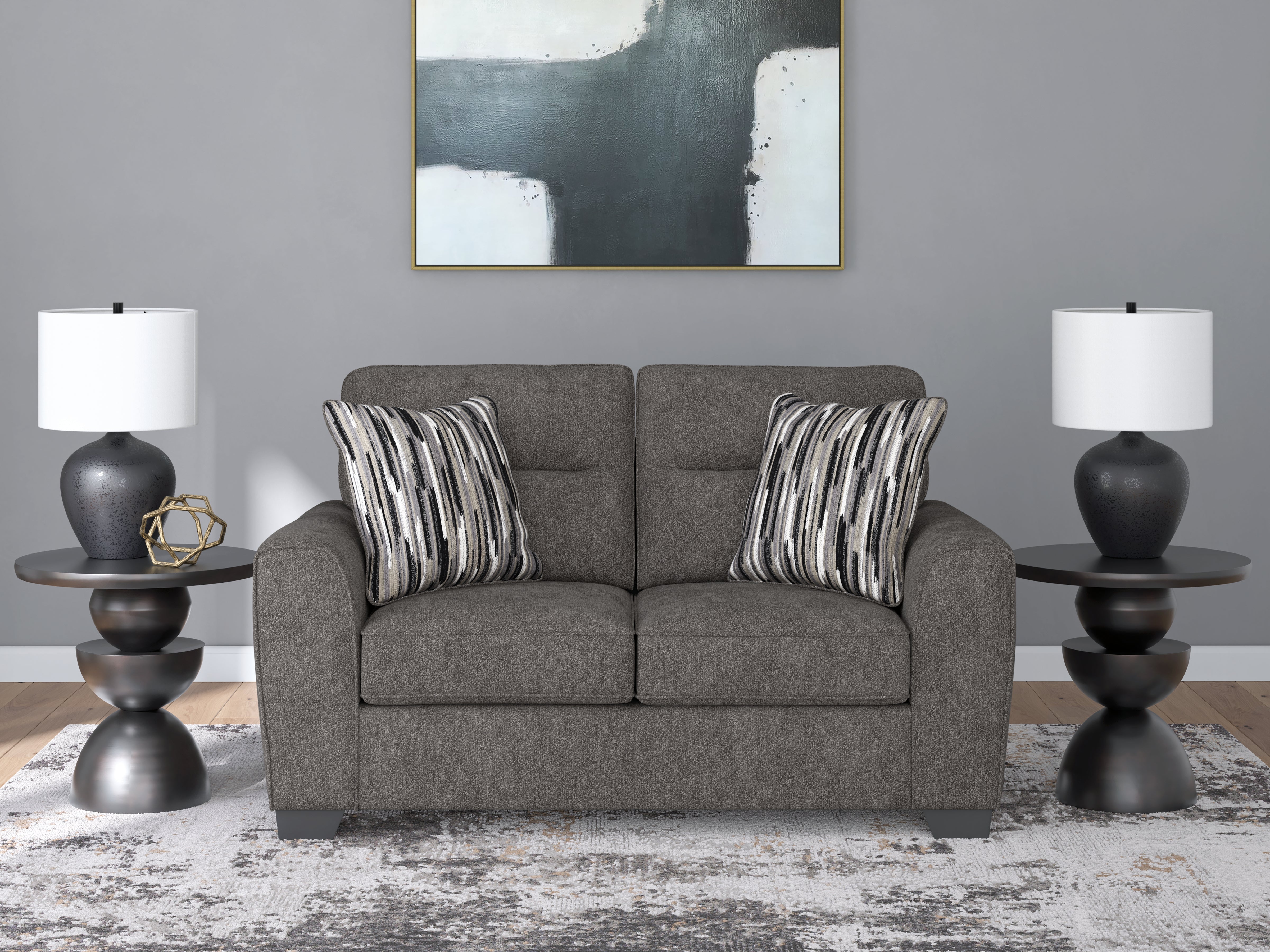 Diamond Furniture - Ashley Furniture - Olten Living Room - Loveseat / Graphite - 3130535