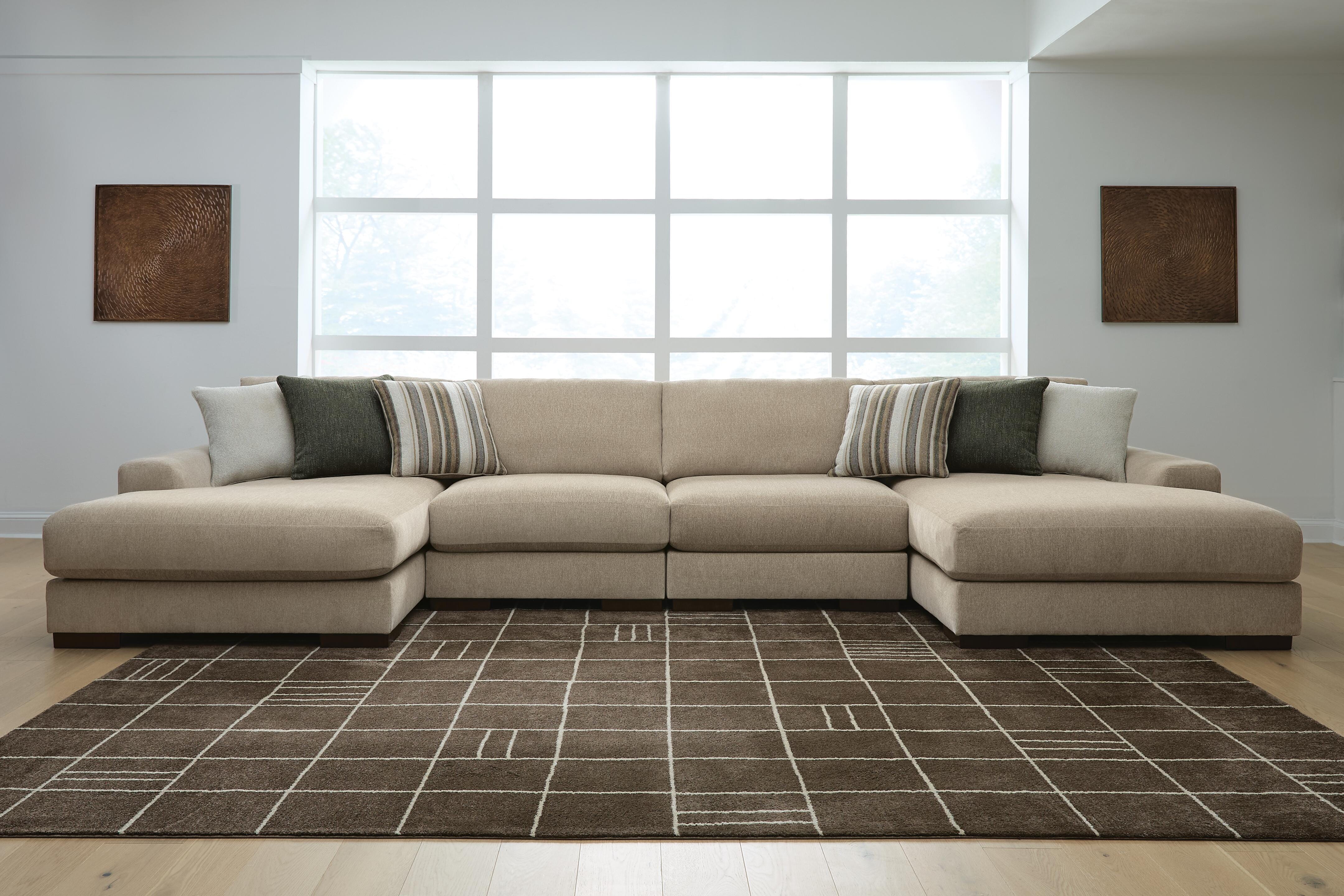 Diamond Furniture - Ashley Furniture - Linenhause 4-Piece Double Chaise Sectional - RAF 4-Piece Double Chaise Sectional - 31803S9