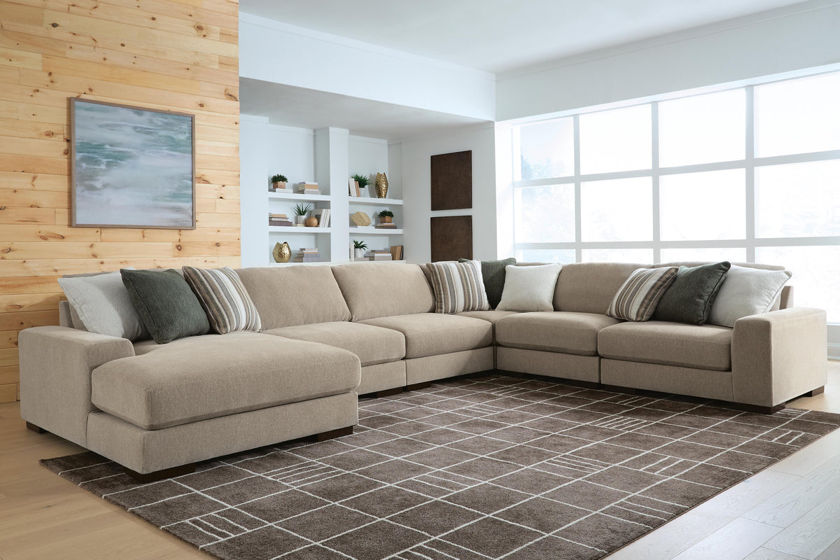 Diamond Furniture - Ashley Furniture - Linenhause 6-Piece Sectional with Chaise - RAF 6-Piece Sectional with Chaise - 31803S14