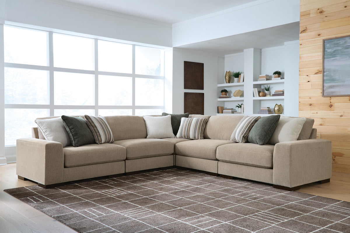 Diamond Furniture - Ashley Furniture - Linenhause 5-Piece Sectional - RAF 5-Piece Sectional - 31803S17