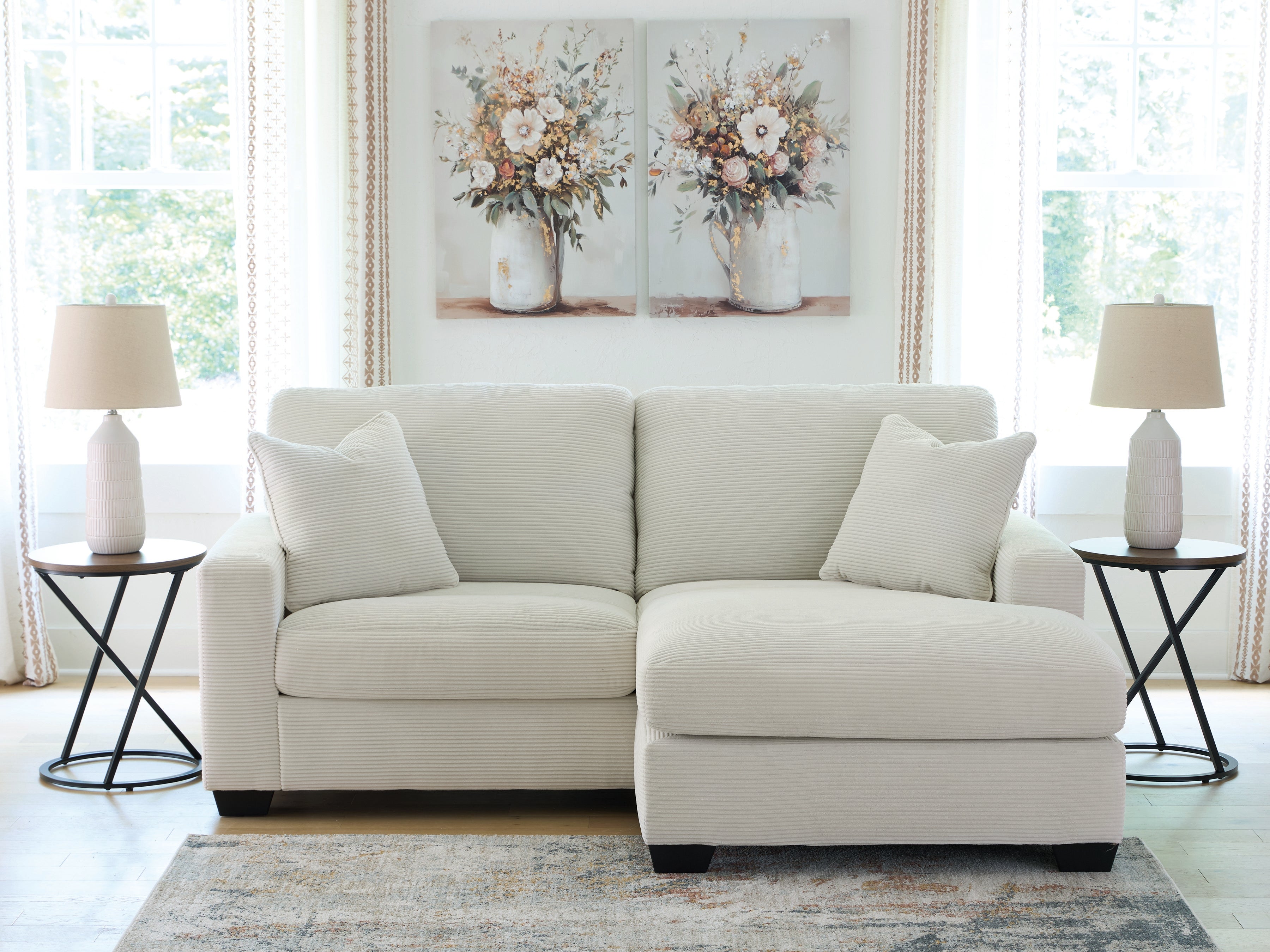 Diamond Furniture - Ashley Furniture - Greenbriar Living Room - Sofa Chaise / Ivory - PC3200618