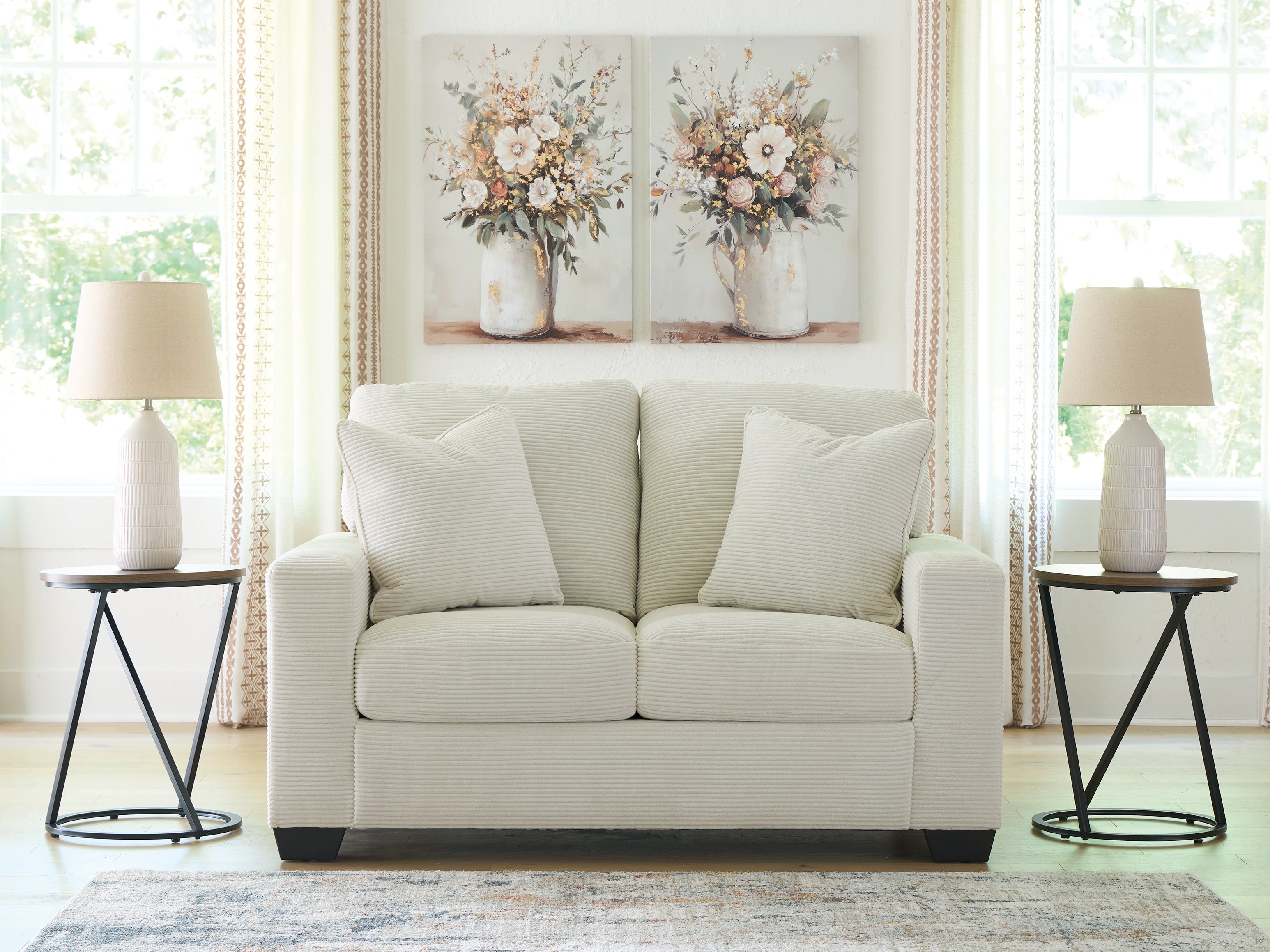 Diamond Furniture - Ashley Furniture - Greenbriar Living Room - Loveseat / Ivory - PC3200635