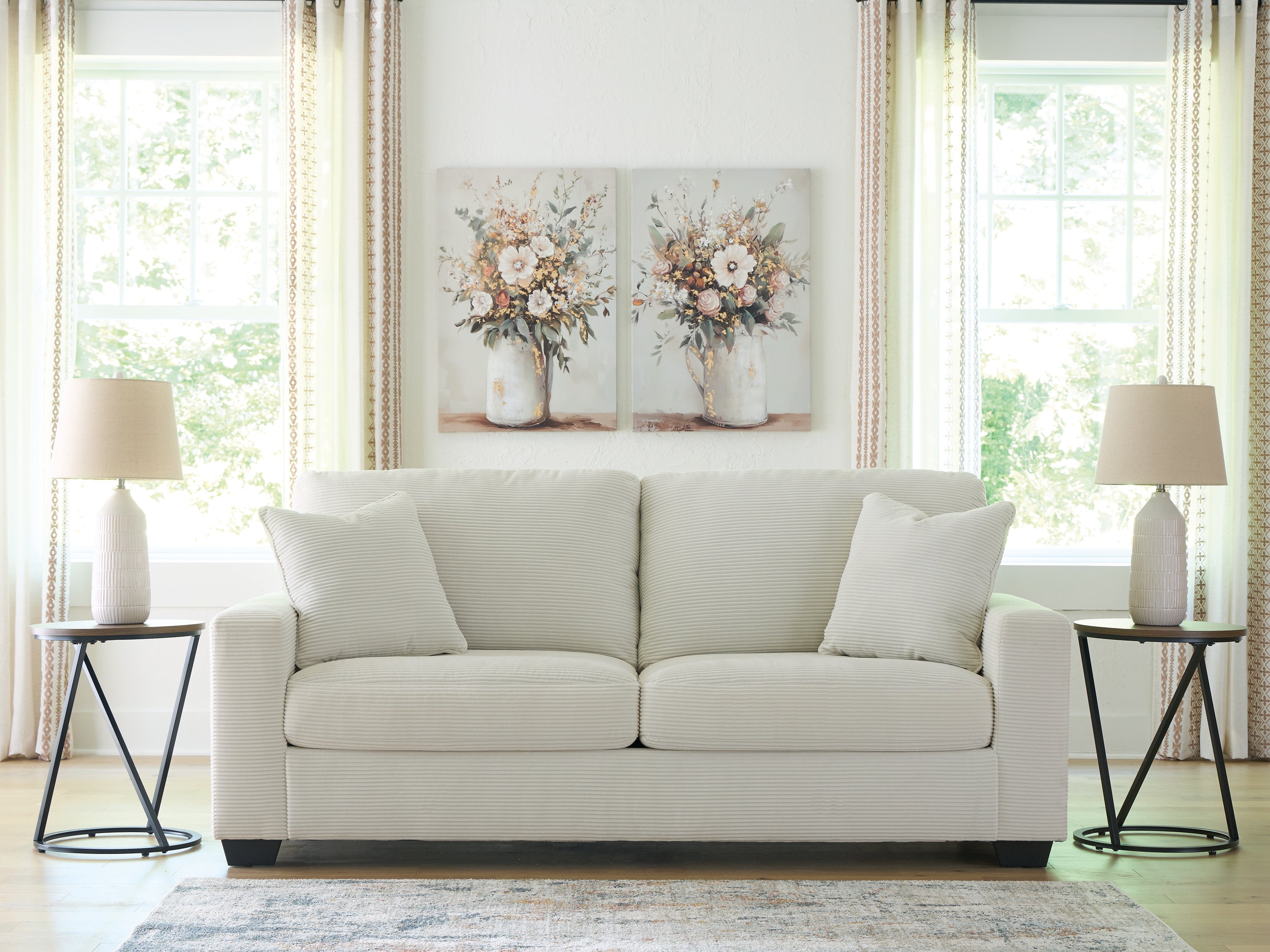 Diamond Furniture - Ashley Furniture - Greenbriar Living Room - Sofa / Ivory - PC3200638