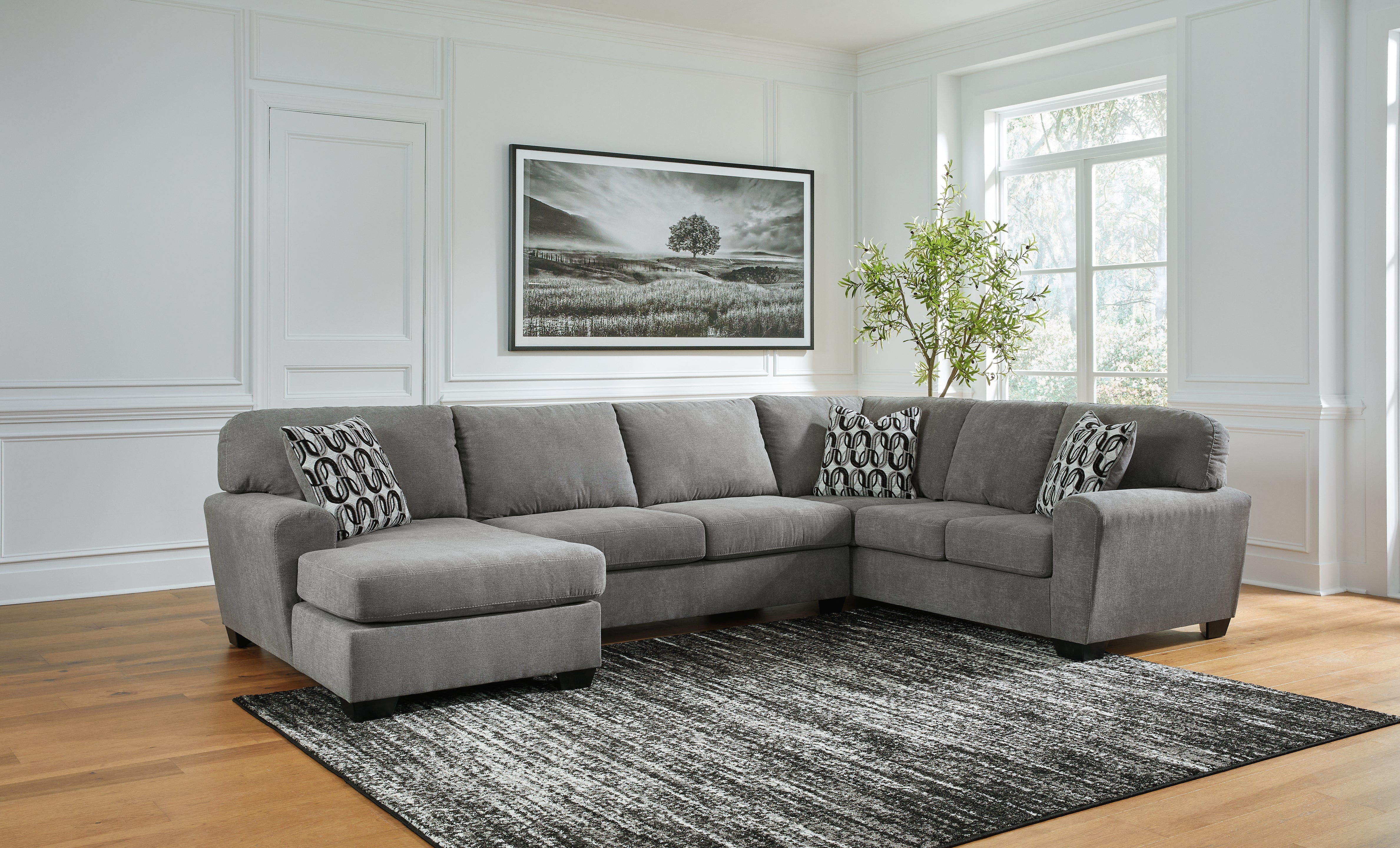 Diamond Furniture - Ashley Furniture - Birkdale Court Sectional - RAF 3-Piece Sectional with Chaise / Gray - 32402S1