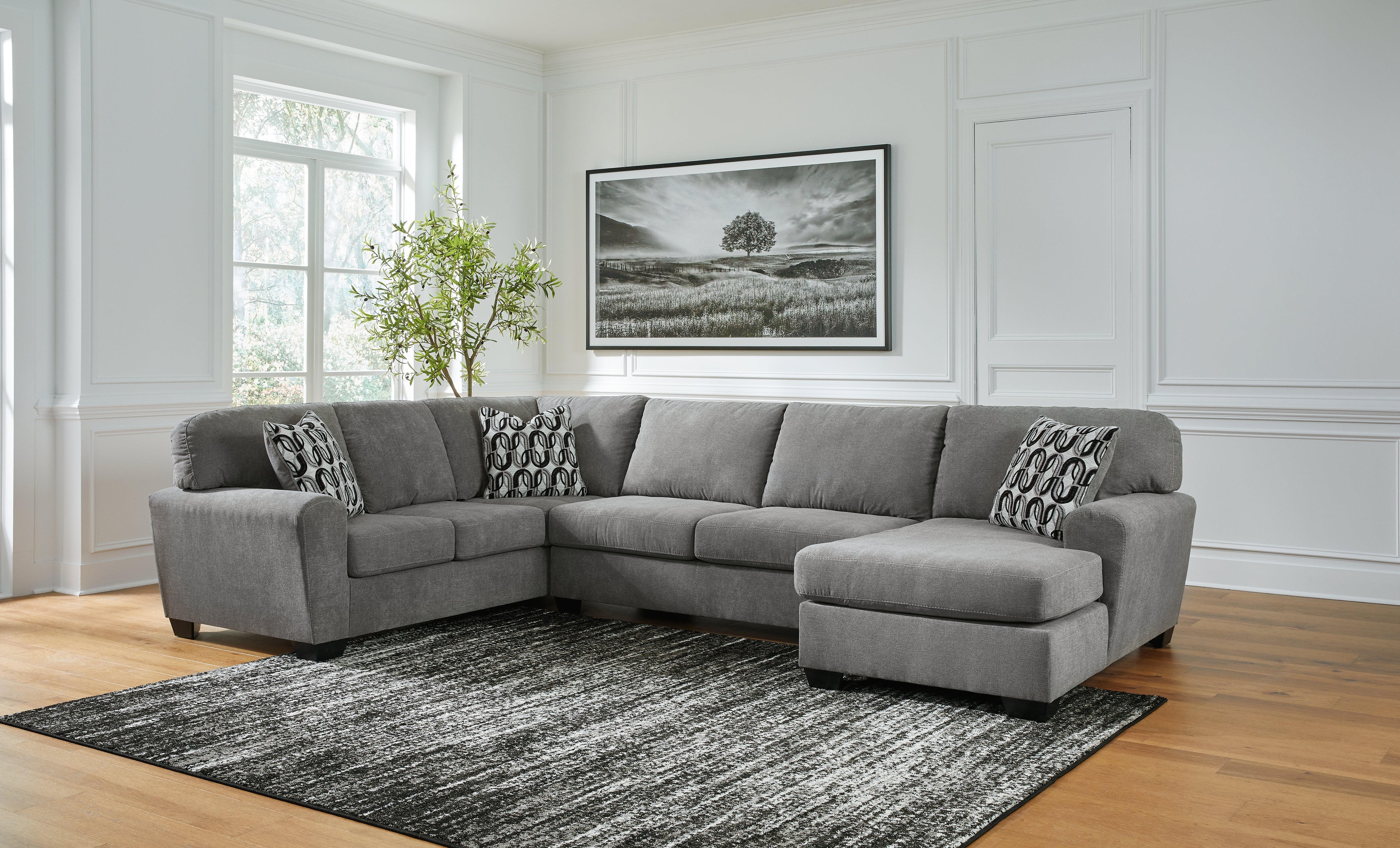 Diamond Furniture - Ashley Furniture - Birkdale Court Sectional - RAF 3-Piece Sectional / Gray - 32402S3