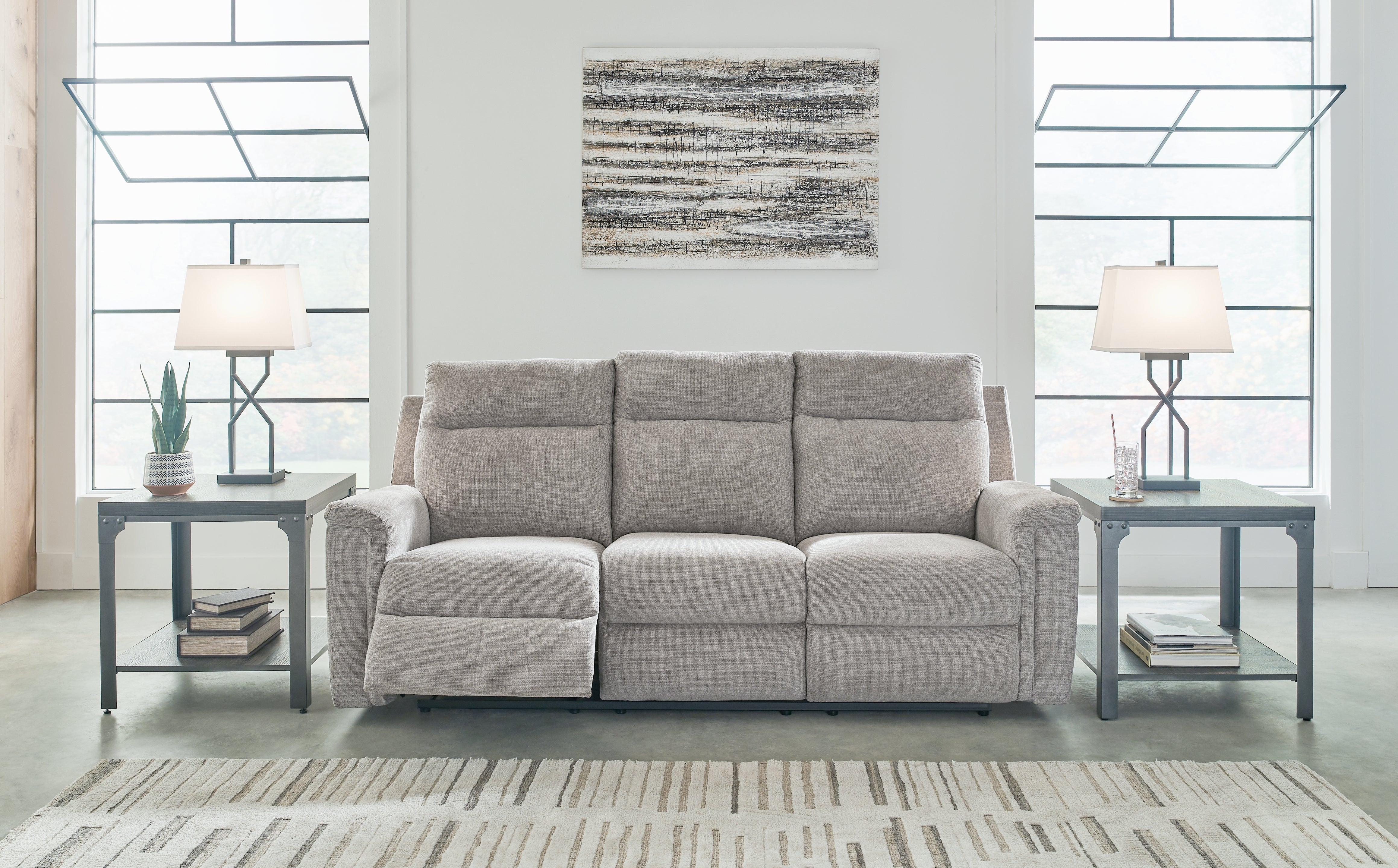 Diamond Furniture - Ashley Furniture - Barnsana Living Room - Reclining Power Sofa / Ash - 3320187