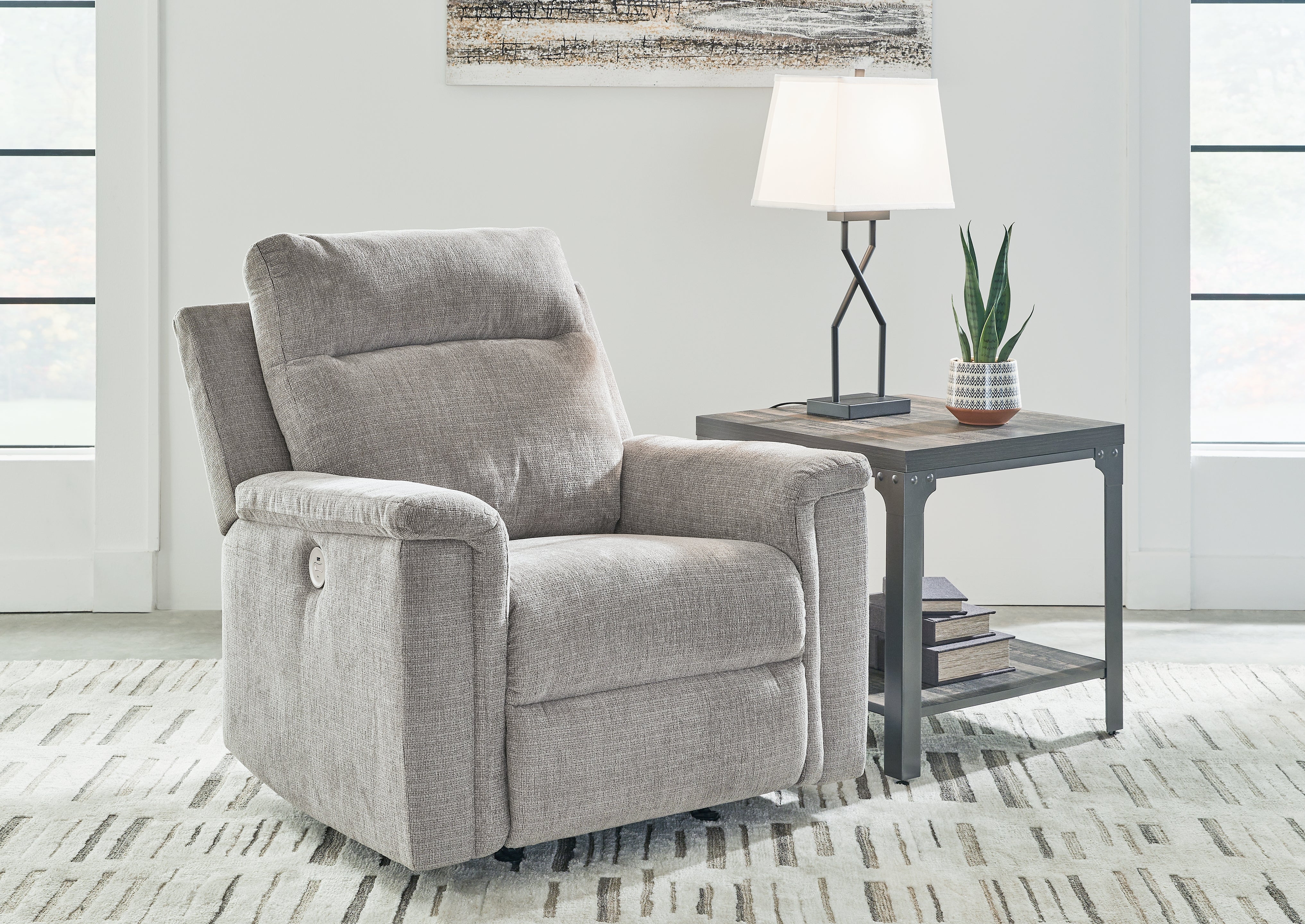 Diamond Furniture - Ashley Furniture - Barnsana Living Room - Power Rocker Recliner / Ash - 3320198