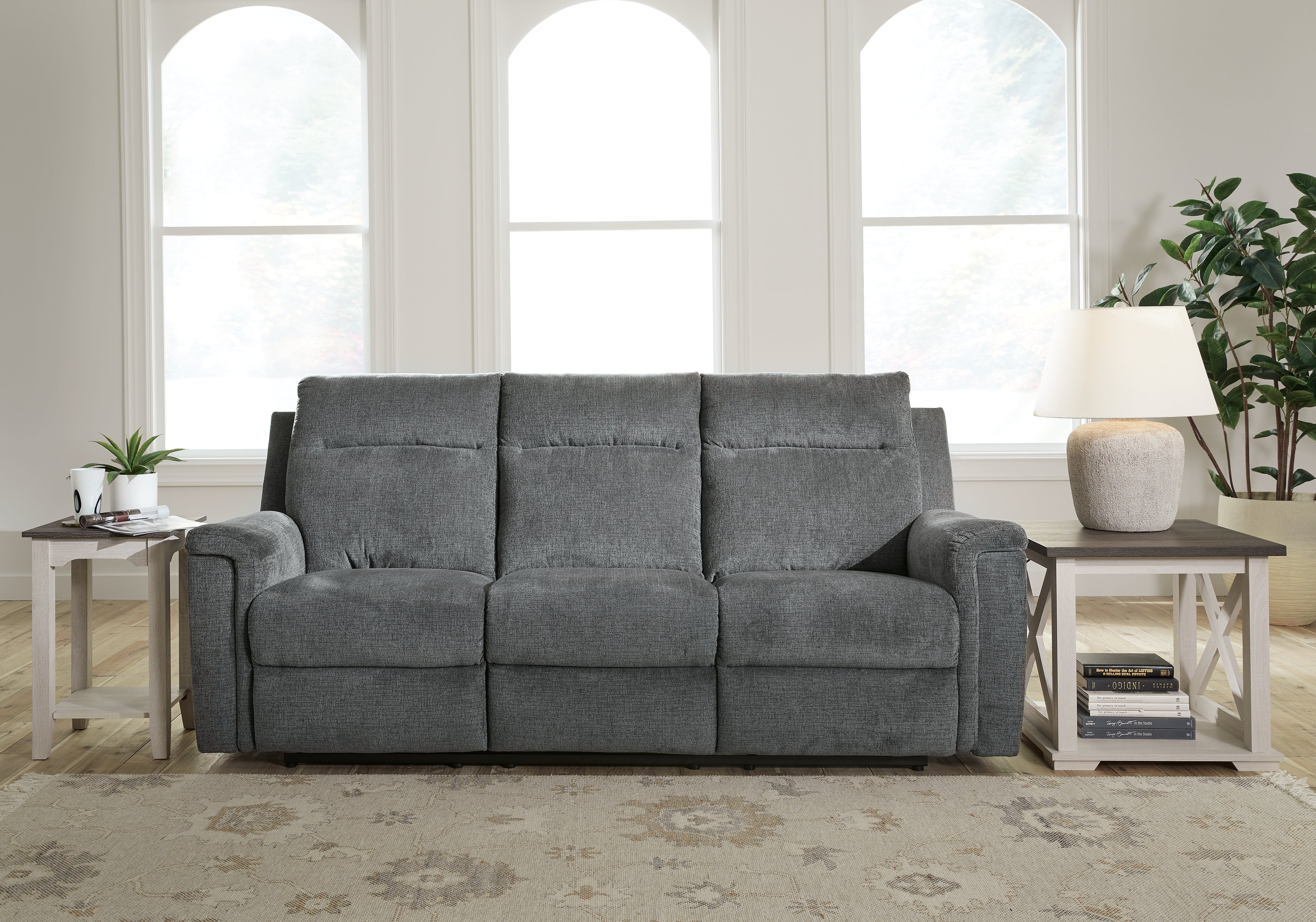 Diamond Furniture - Ashley Furniture - Barnsana Living Room - Reclining Power Sofa / Gravel - 3320287