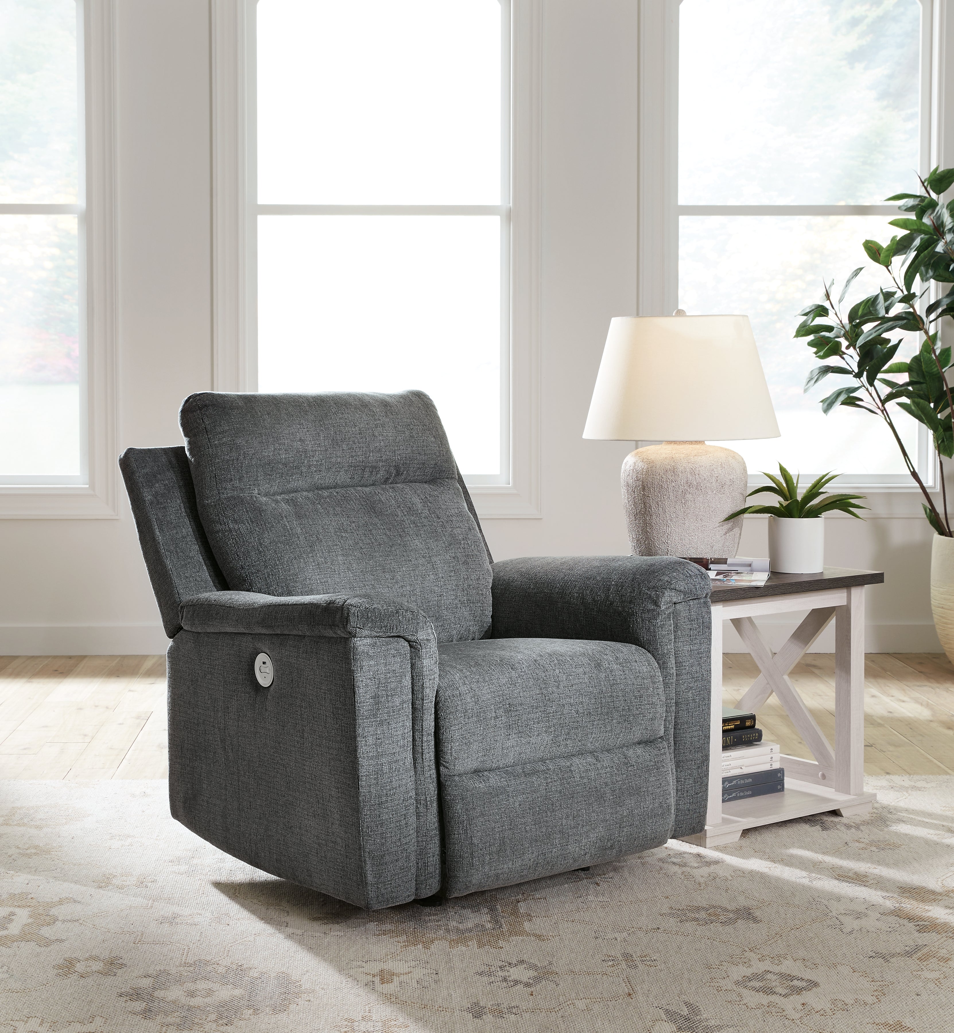 Diamond Furniture - Ashley Furniture - Barnsana Living Room - DBL REC PWR Loveseat w/Console / Ash - 3320196