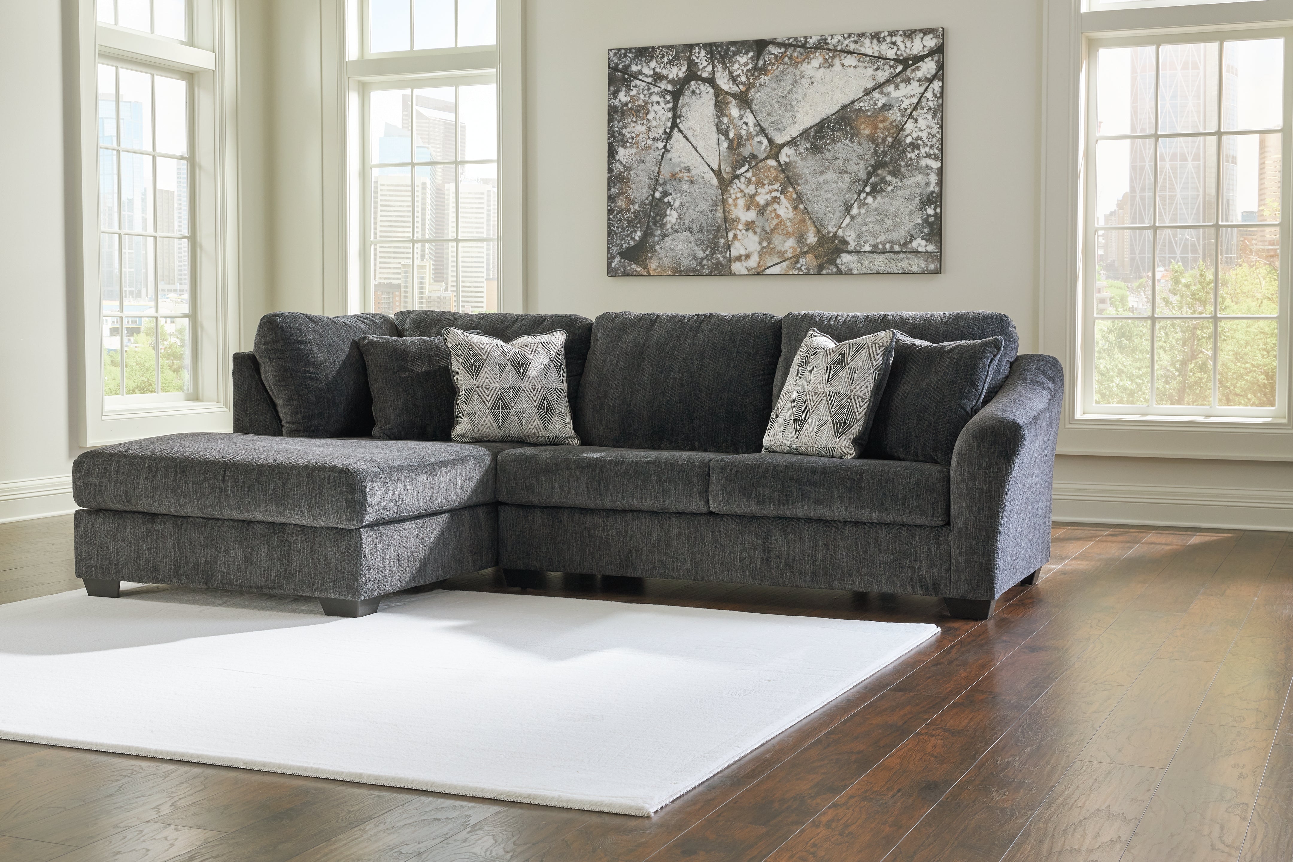 Diamond Furniture - Ashley Furniture - Biddeford Sectional - RAF 2-Piece Sectional with Chaise / Shadow - 35504S1