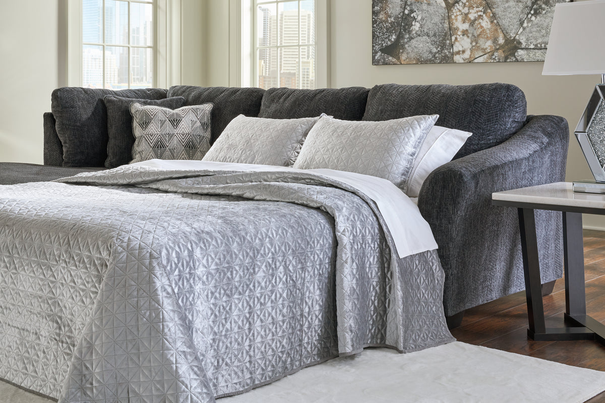 Diamond Furniture - Ashley Furniture - Biddeford 2-Piece Sleeper Sectional with Chaise - RAF 2-Piece Sleeper Sectional with Chaise / Shadow - 35504S3