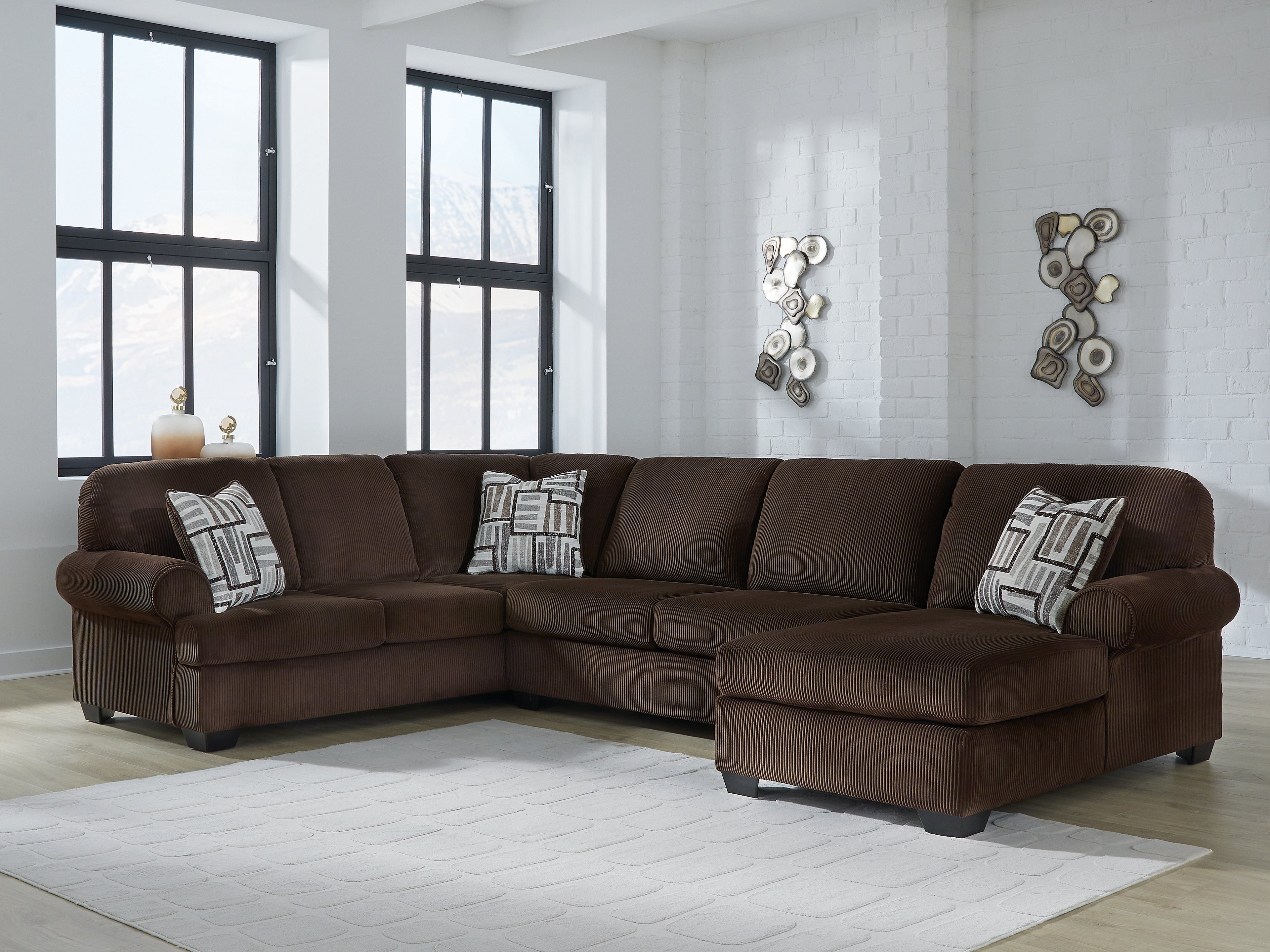 Diamond Furniture - Ashley Furniture - Kimlee Sectional - LAF 3-Piece Sectional with Chaise / Chocolate - PC35603S2