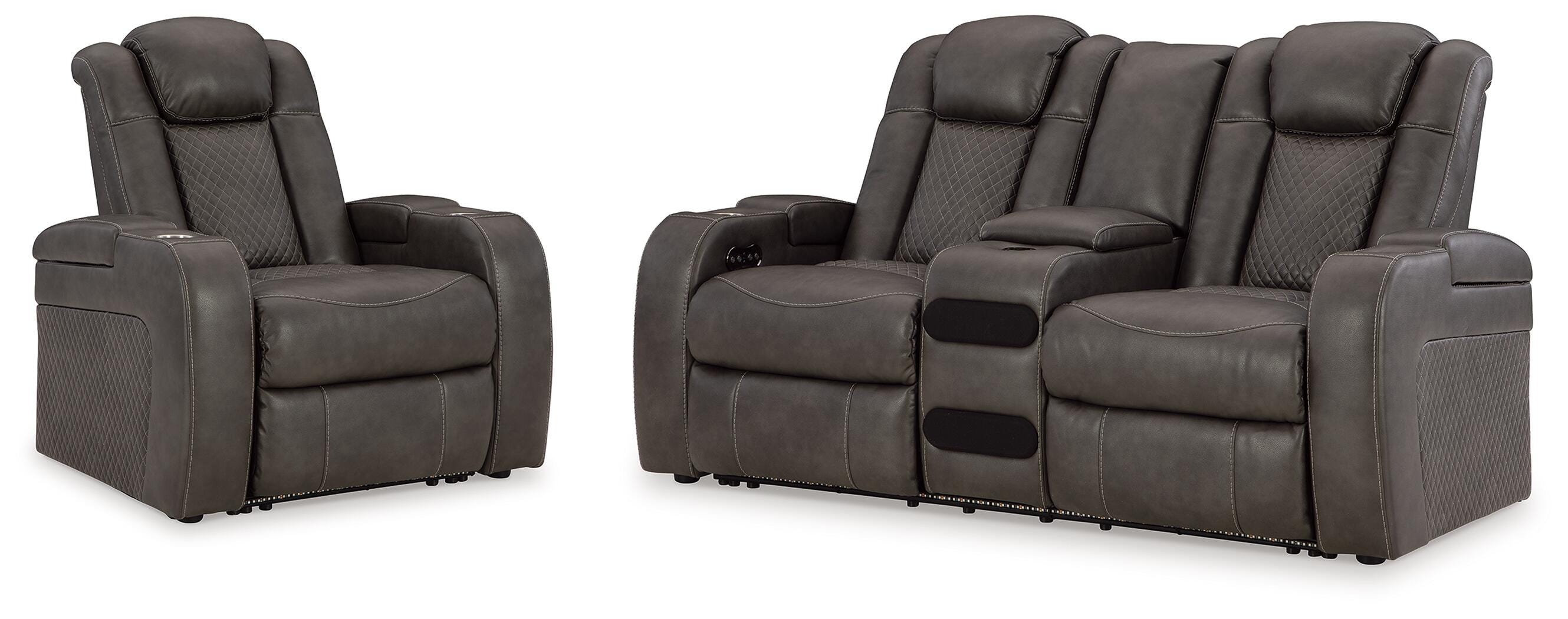 Diamond Furniture - Ashley Furniture - Fyne-Dyme Power Reclining Loveseat and Recliner - Power Reclining Loveseat and Recliner - 36602U4