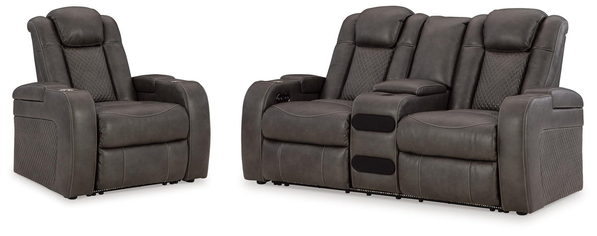 Diamond Furniture - Ashley Furniture - Fyne-Dyme Power Reclining Loveseat and Recliner - Power Reclining Loveseat and Recliner - 36602U4