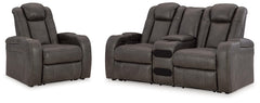 Diamond Furniture - Ashley Furniture - Fyne-Dyme Power Reclining Loveseat and Recliner - Power Reclining Loveseat and Recliner - 36602U4