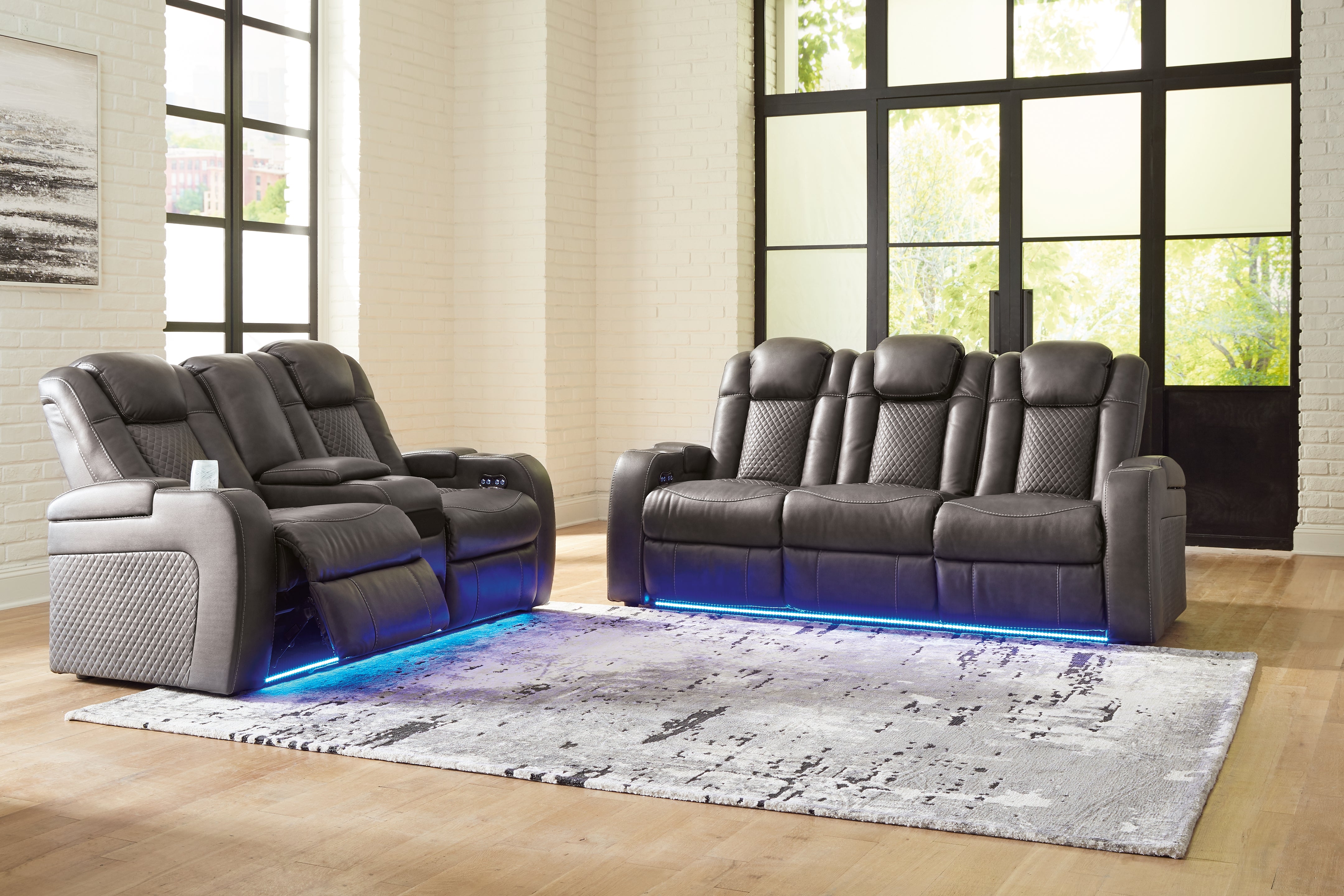 Diamond Furniture - Ashley Furniture - Fyne-Dyme Power Reclining Sofa and Loveseat - Power Reclining Sofa and Loveseat / Shadow - 36602U1