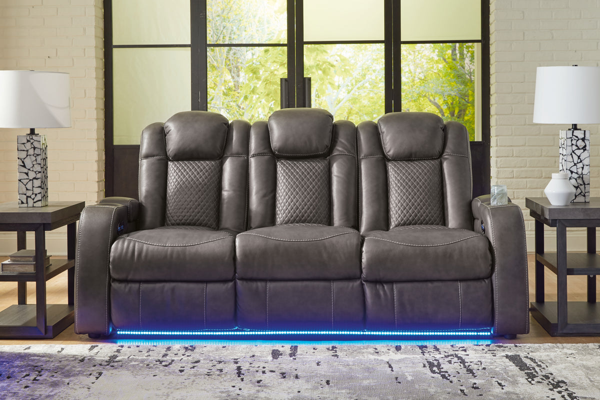 Diamond Furniture - Ashley Furniture - Fyne-Dyme Power Reclining Sofa - PWR REC Sofa with ADJ Headrest / Shadow - 3660215