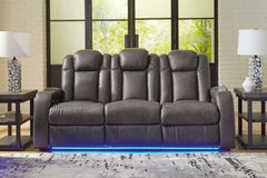 Diamond Furniture - Ashley Furniture - Fyne-Dyme Power Reclining Sofa - PWR REC Sofa with ADJ Headrest / Shadow - 3660215