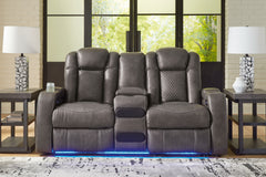 Diamond Furniture - Ashley Furniture - Fyne-Dyme Power Reclining Loveseat with Console - PWR REC Loveseat/CON/ADJ HDRST - 3660218