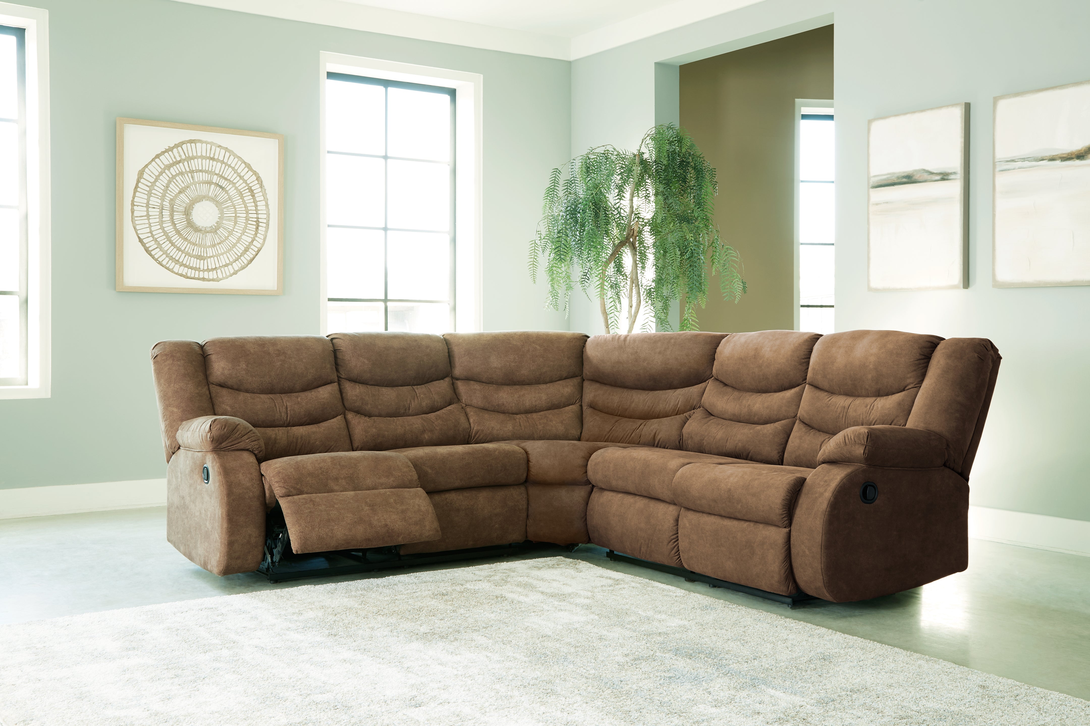 Diamond Furniture - Ashley Furniture - Partymate Sectional - 2-Piece Reclining Sectional / Brindle - 36902S2