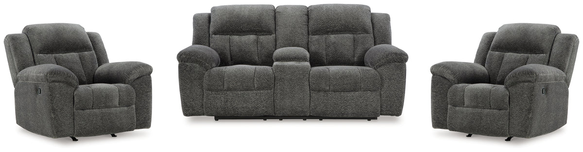 Diamond Furniture - Ashley Furniture - Frohn Reclining Loveseat with Console and 2 Recliners - Reclining Loveseat with Console and 2 Recliners - 37406U5