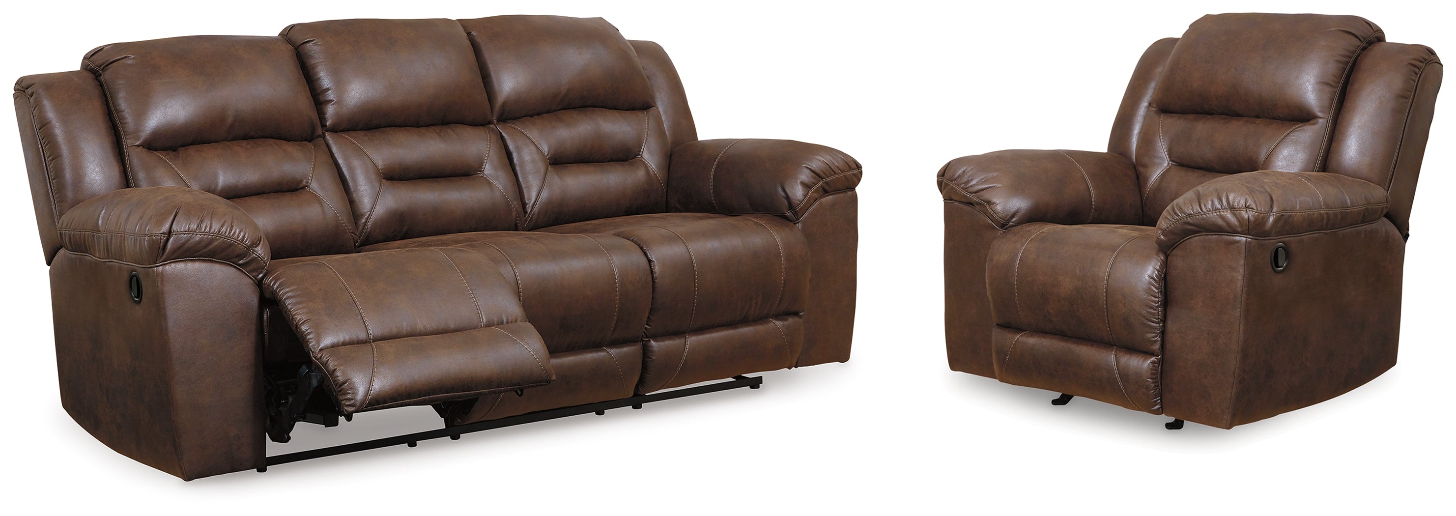 Diamond Furniture - Ashley Furniture - Stoneland Reclining Sofa and Recliner - Reclining Sofa and Recliner / Chocolate - 39904U7