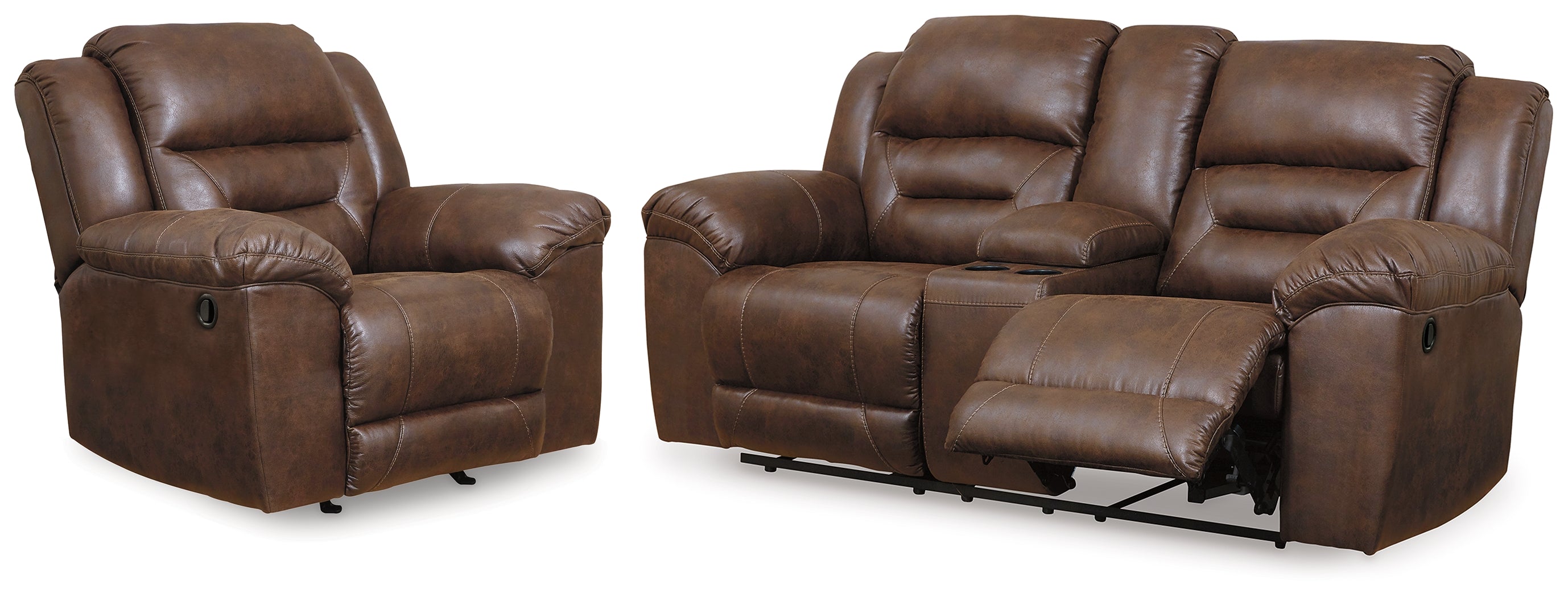 Diamond Furniture - Ashley Furniture - Stoneland Reclining Loveseat and Recliner - Reclining Loveseat and Recliner - 39904U5