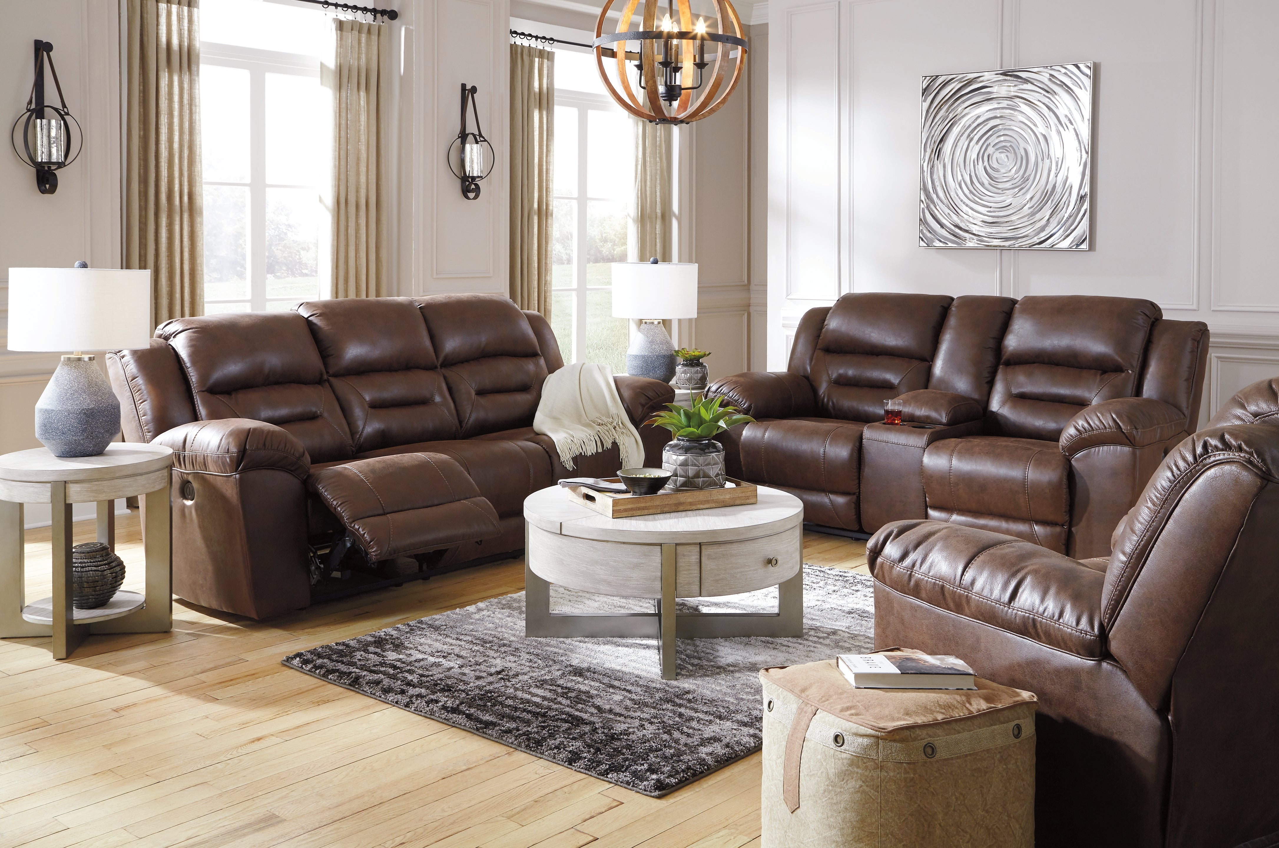 Diamond Furniture - Ashley Furniture - Stoneland Power Reclining Sofa - Power Reclining Sofa, Loveseat and Recliner / Chocolate - 39904U3