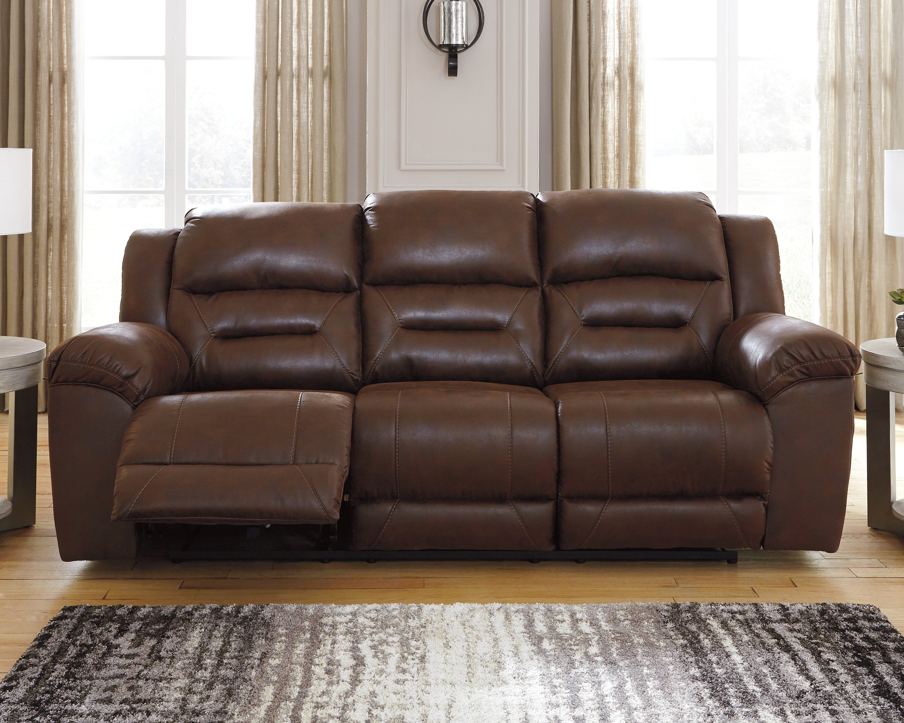 Diamond Furniture - Ashley Furniture - Stoneland Power Reclining Sofa - Reclining Power Sofa / Chocolate - 3990487