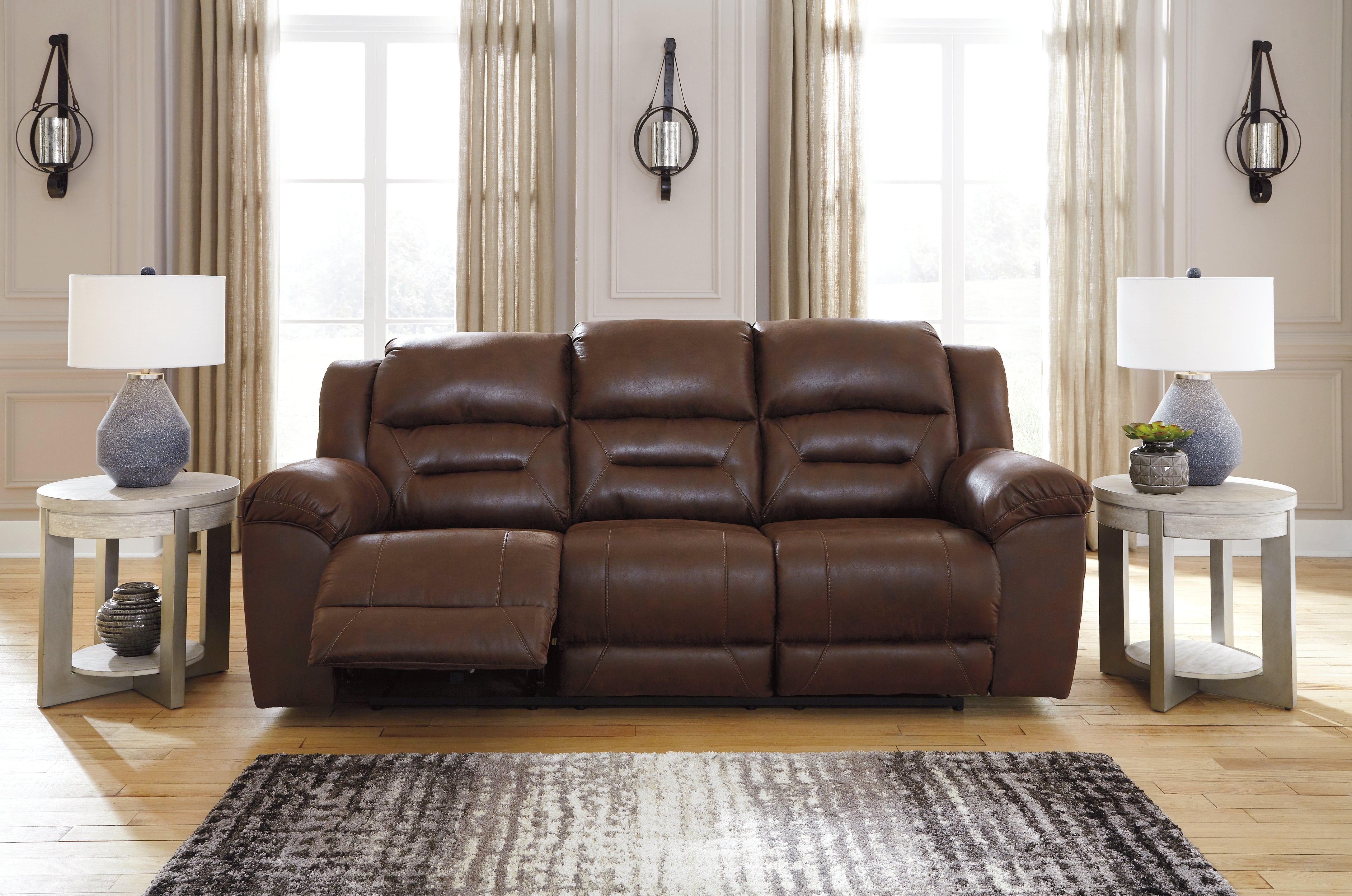 Diamond Furniture - Ashley Furniture - Stoneland Living Room - Reclining Sofa / Chocolate - 3990488