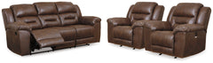 Diamond Furniture - Ashley Furniture - Stoneland Reclining Sofa and 2 Power Recliners - Reclining Sofa and 2 Power Recliners / Chocolate - 39904U6