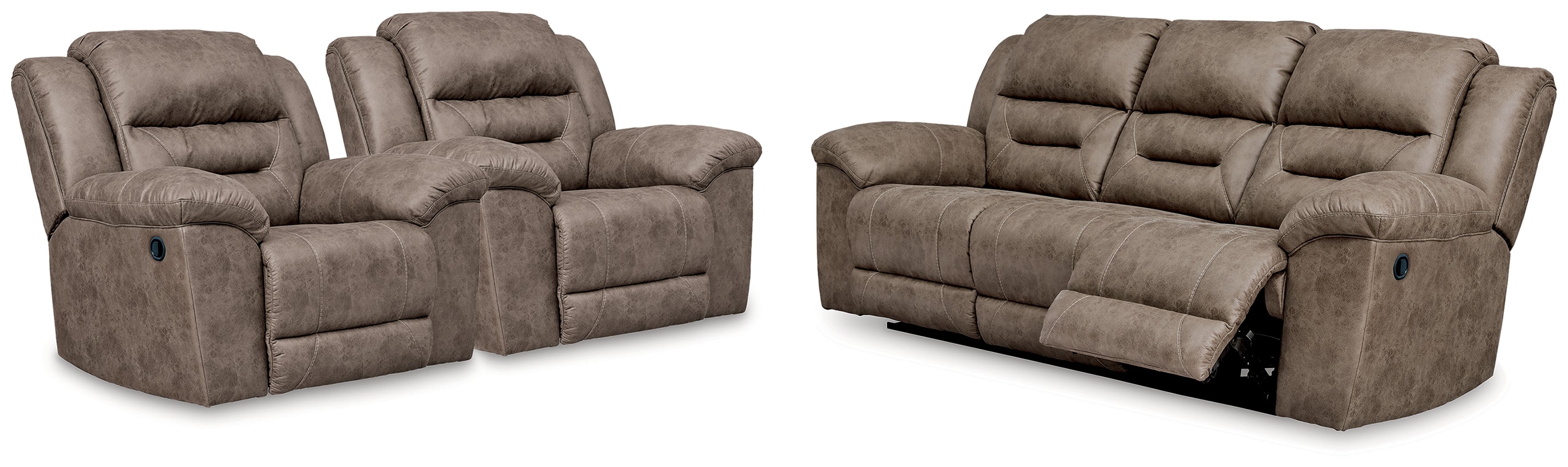 Diamond Furniture - Ashley Furniture - Stoneland Reclining Sofa and 2 Recliners - Reclining Sofa and 2 Recliners - 39905U8
