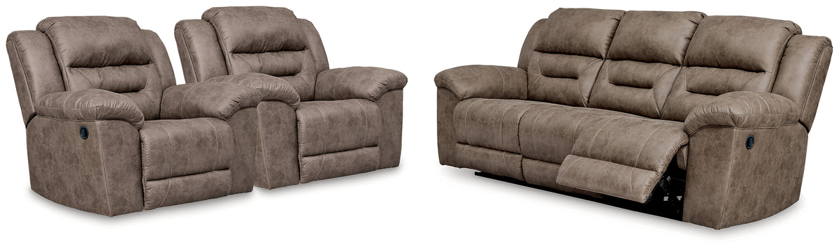 Diamond Furniture - Ashley Furniture - Stoneland Reclining Sofa and 2 Recliners - Reclining Sofa and 2 Recliners - 39905U8