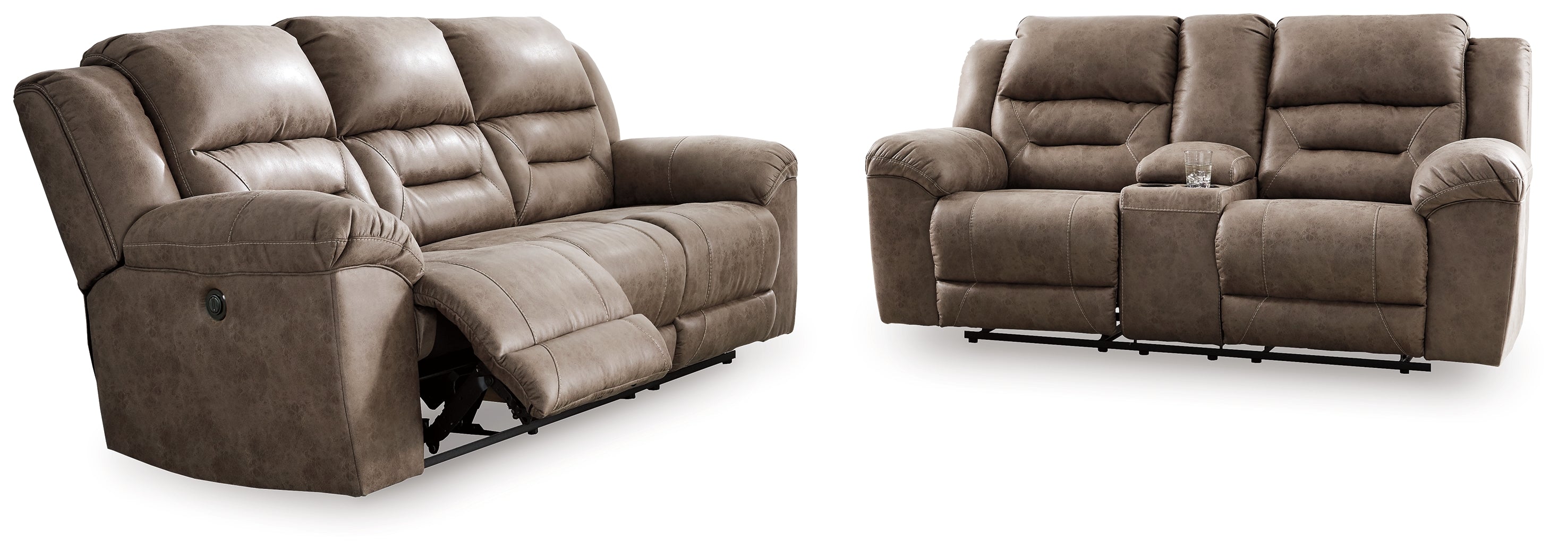 Diamond Furniture - Ashley Furniture - Stoneland Power Reclining Sofa and Loveseat - Power Reclining Sofa and Loveseat / Fossil - 39905U3