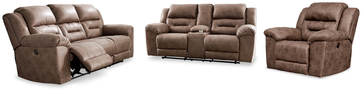 Diamond Furniture - Ashley Furniture - Stoneland Power Reclining Sofa, Loveseat and Recliner - Power Reclining Sofa, Loveseat and Recliner - 39905U5