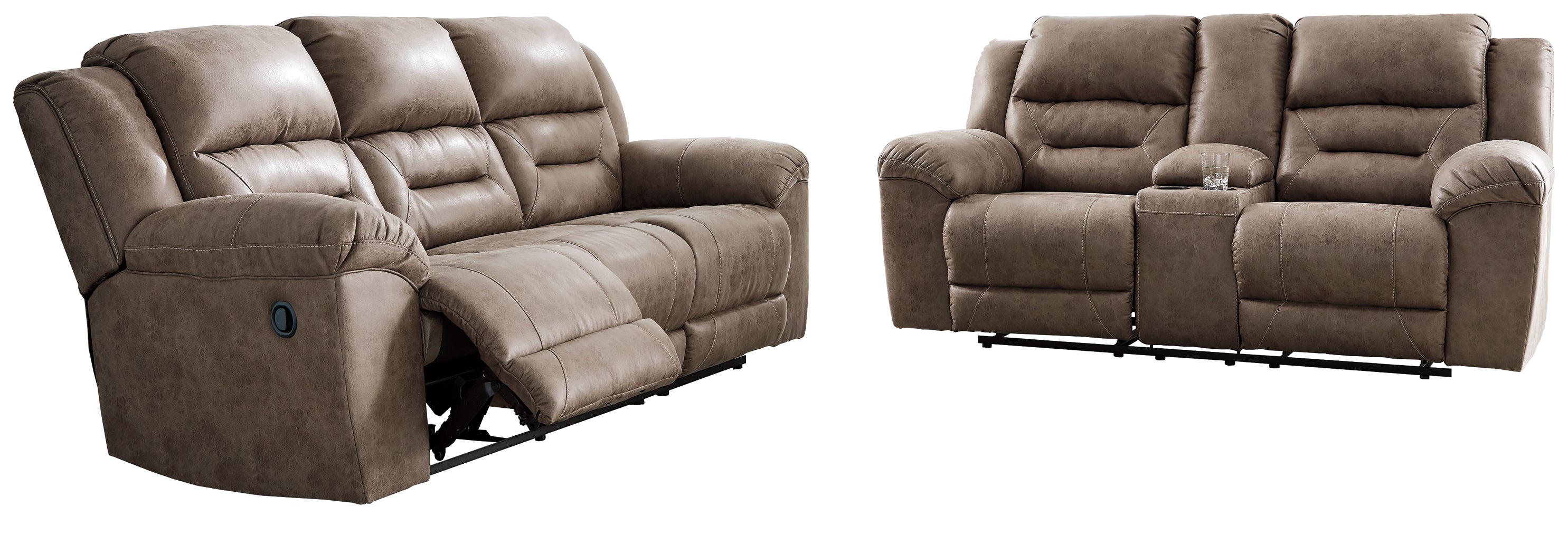 Diamond Furniture - Ashley Furniture - Stoneland Reclining Sofa and Loveseat - Reclining Sofa and Loveseat / Fossil - 39905U1