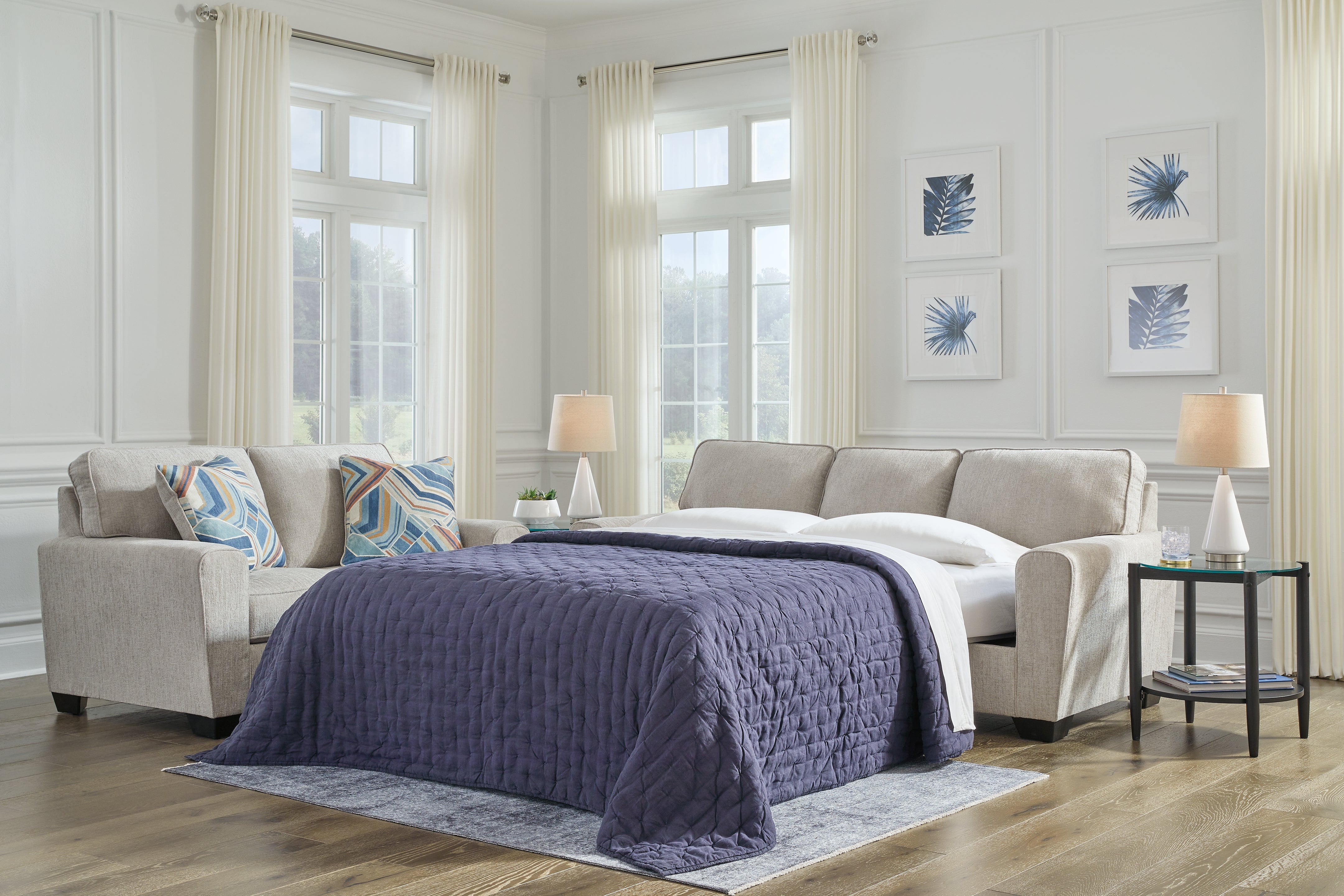 Diamond Furniture - Ashley Furniture - Cashton Living Room - Queen Sofa Sleeper / Ice - 4060639