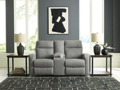 Diamond Furniture - Ashley Furniture - Gauntlet Living Room - DBL Rec Loveseat w/Console / Sterling - PC4220494