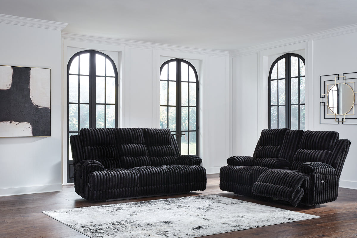 Diamond Furniture - Ashley Furniture - Rhine Falls Power Reclining Sofa and Loveseat - Power Reclining Sofa and Loveseat / Onyx - PC42805U1