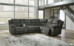 Diamond Furniture - Ashley Furniture - Nettington 3-Piece Power Reclining Sectional - 3-Piece Power Reclining Sectional / Smoke - 44101S1