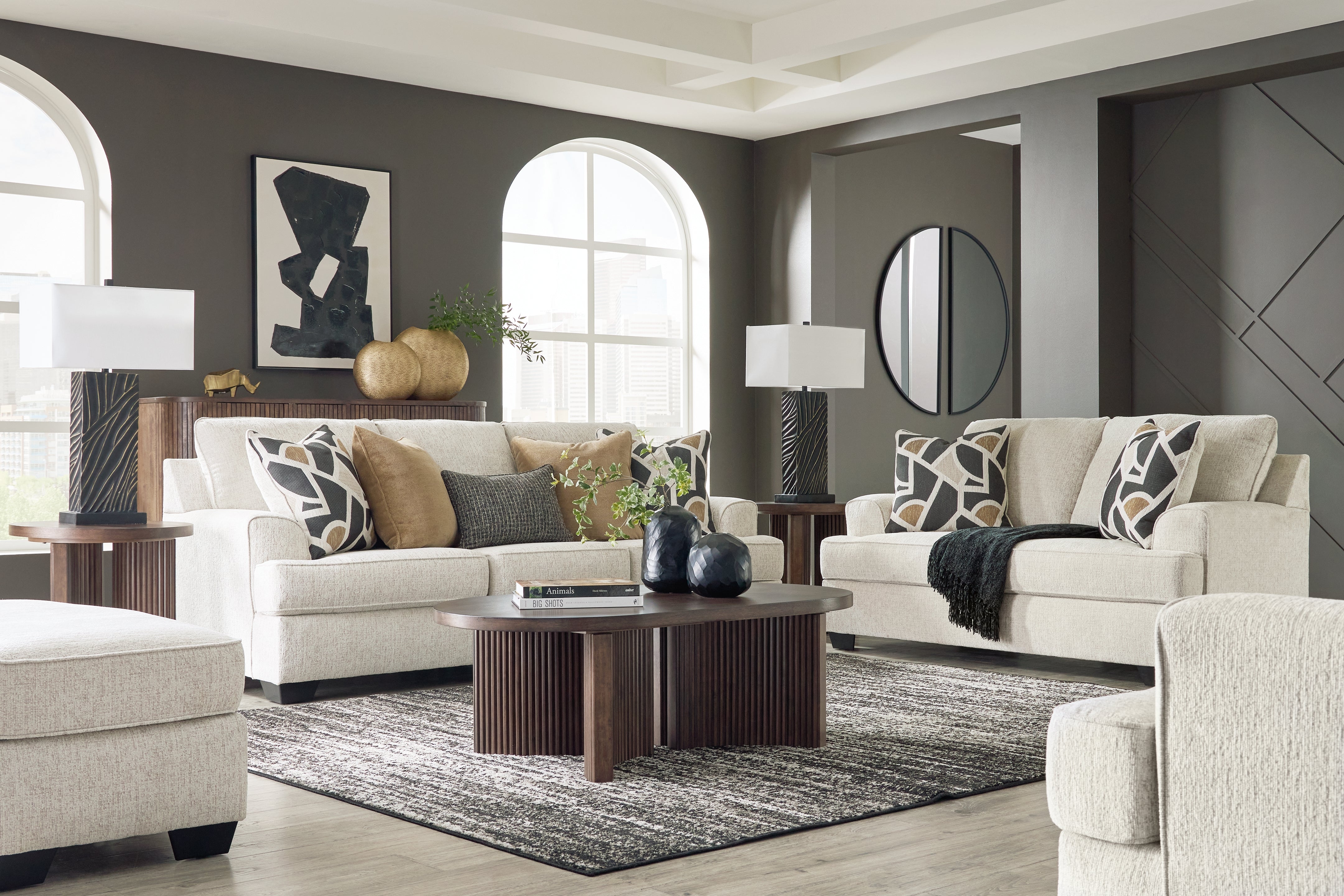 Diamond Furniture - Ashley Furniture - Heartcort Sofa - Sofa, Loveseat, Oversized Chair and Ottoman / Quartz - 44604U3