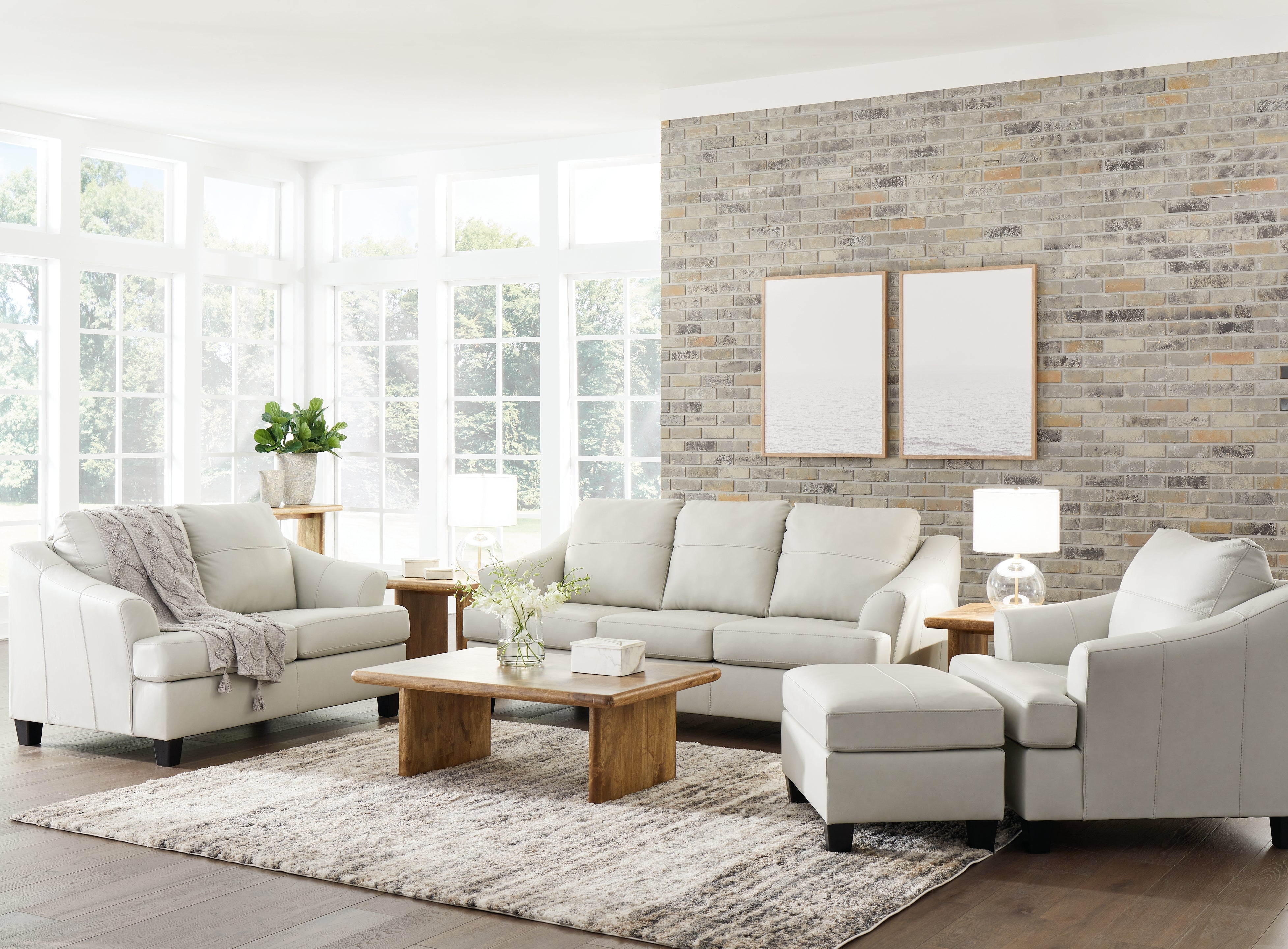 Diamond Furniture - Ashley Furniture - Genoa Sofa - Sofa, Loveseat, Oversized Chair and Ottoman / Coconut - 47704U4