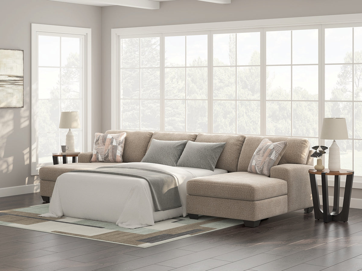 Diamond Furniture - Ashley Furniture - Newellen 3-Piece Sectional with Double Chaise - RAF 3-Piece Sectional with Double Chaise - 48404S7
