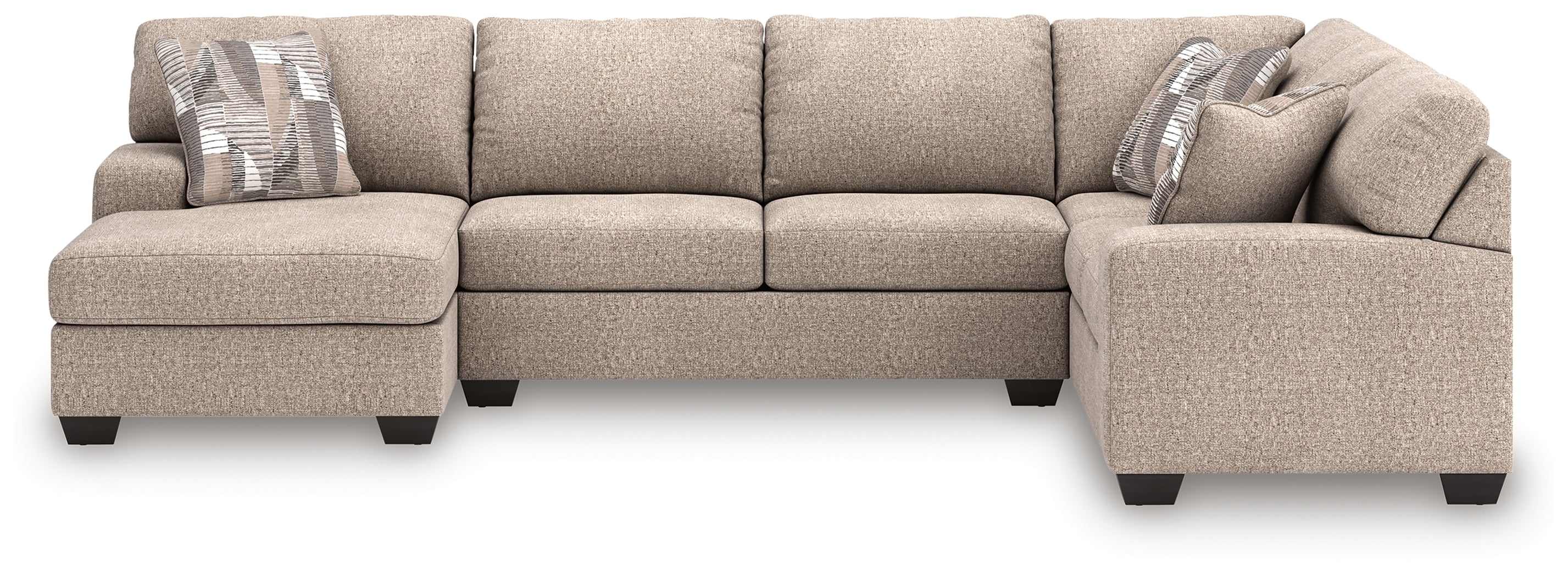 Diamond Furniture - Ashley Furniture - Newellen Sectional - RAF 3-Piece Sectional with Chaise / Hemp - 48404S5