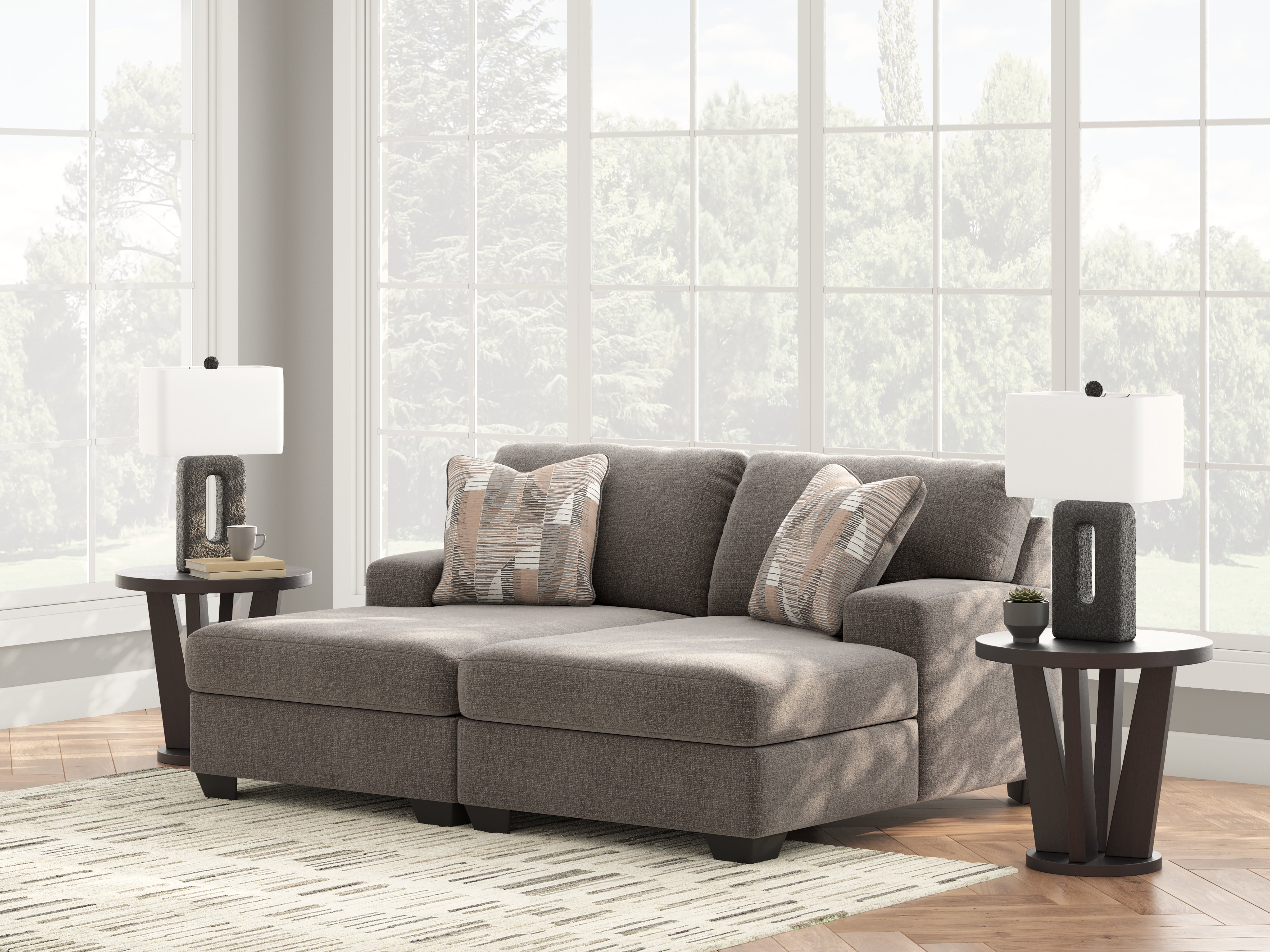 Diamond Furniture - Ashley Furniture - Newellen Sectional - RAF 2-Piece Super Chaise / Greystone - 48405S4