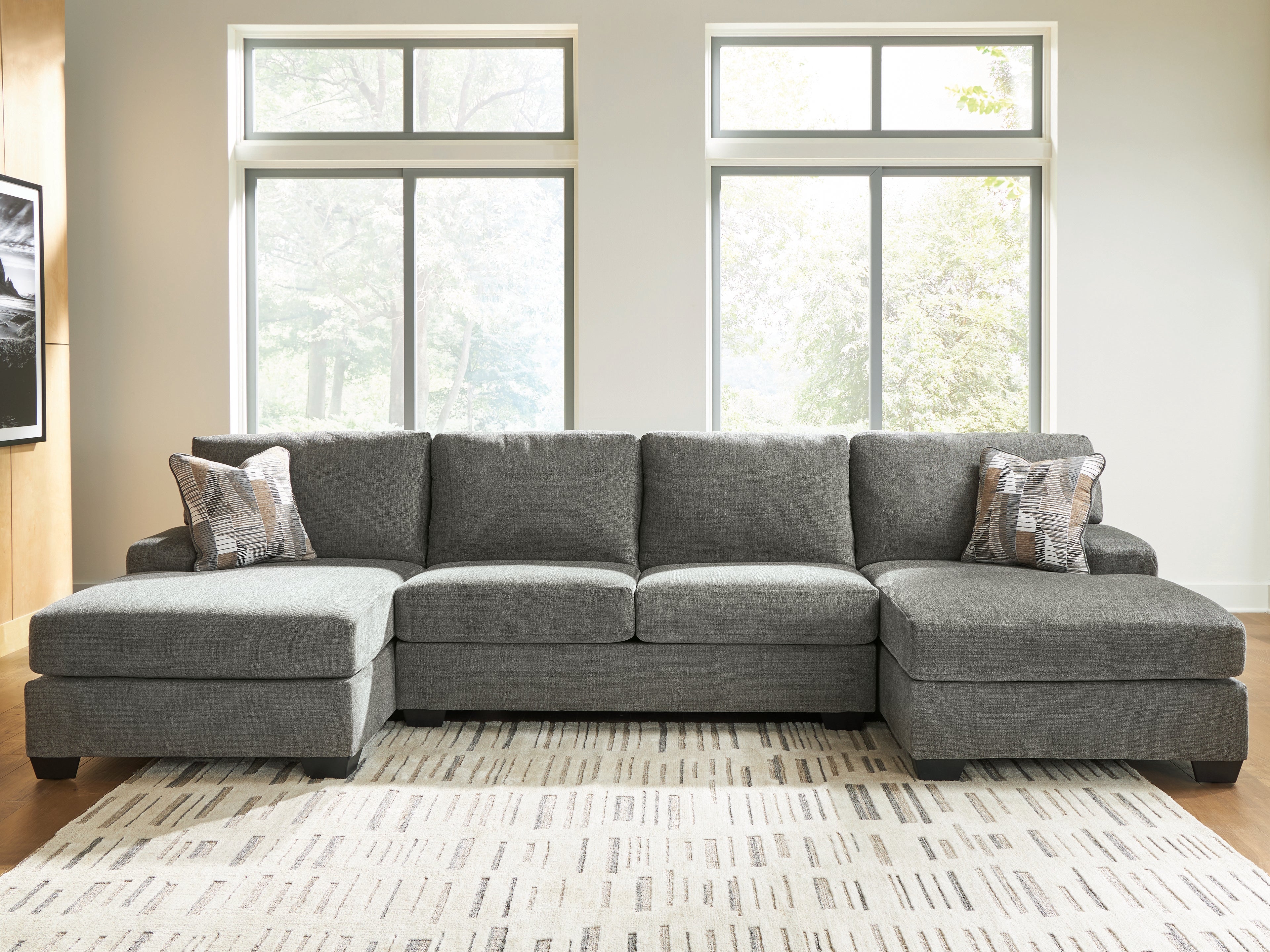 Diamond Furniture - Ashley Furniture - Revenna Sectional - RAF 3-Piece Sectional with Double Chaise / Greystone - PC48405S3