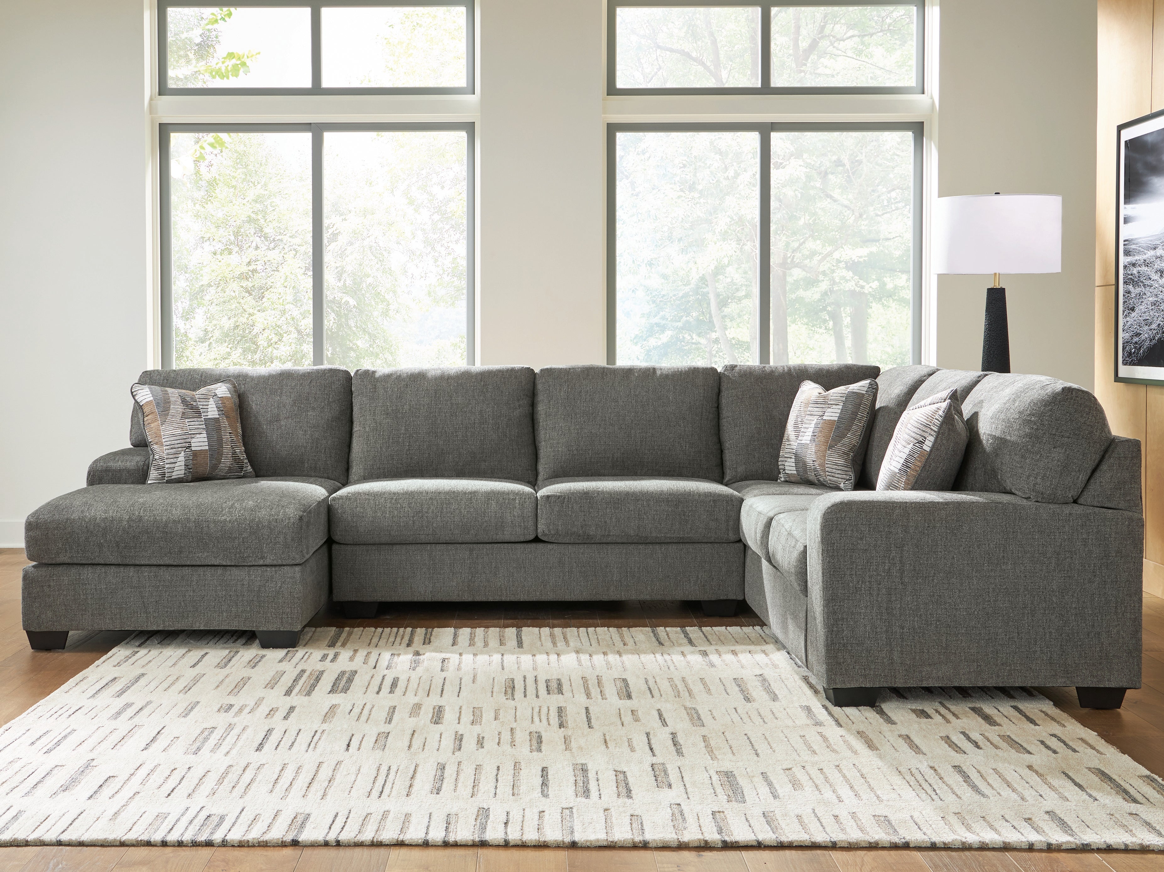 Diamond Furniture - Ashley Furniture - Revenna Sectional - RAF 3-Piece Sleeper Sectional with Chaise / Greystone - PC48405S5